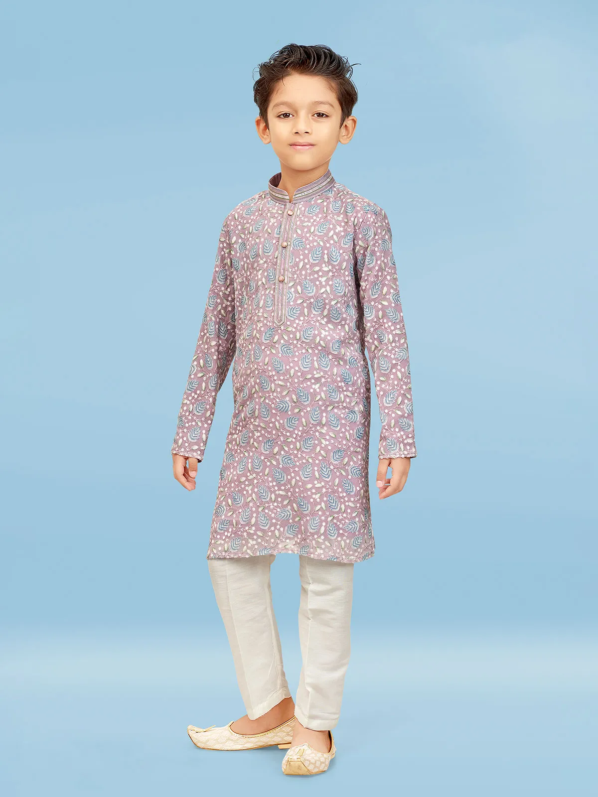 Stunning mauve pink georgette kurta pajama
