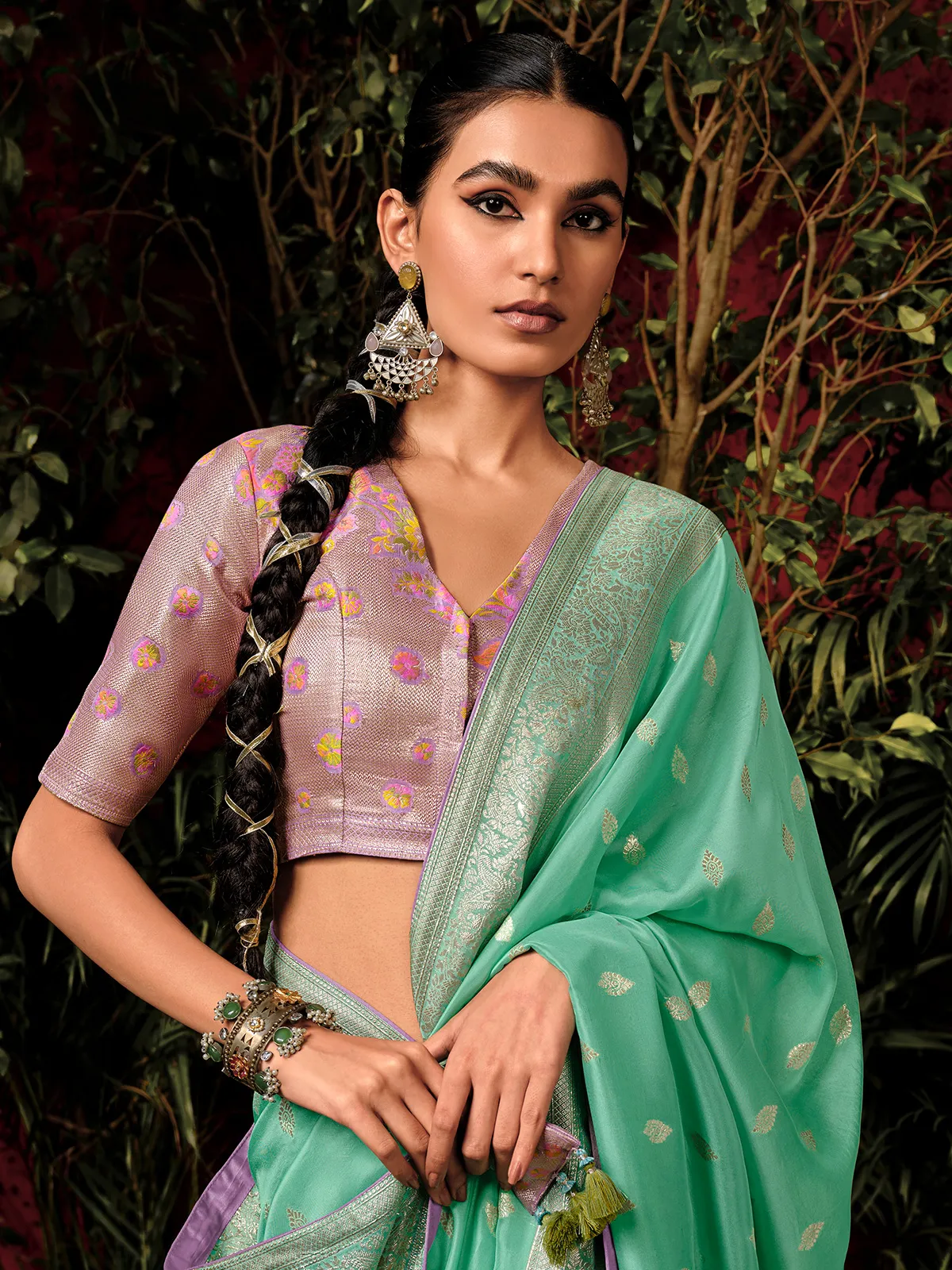 Stunning mint green wedding saree