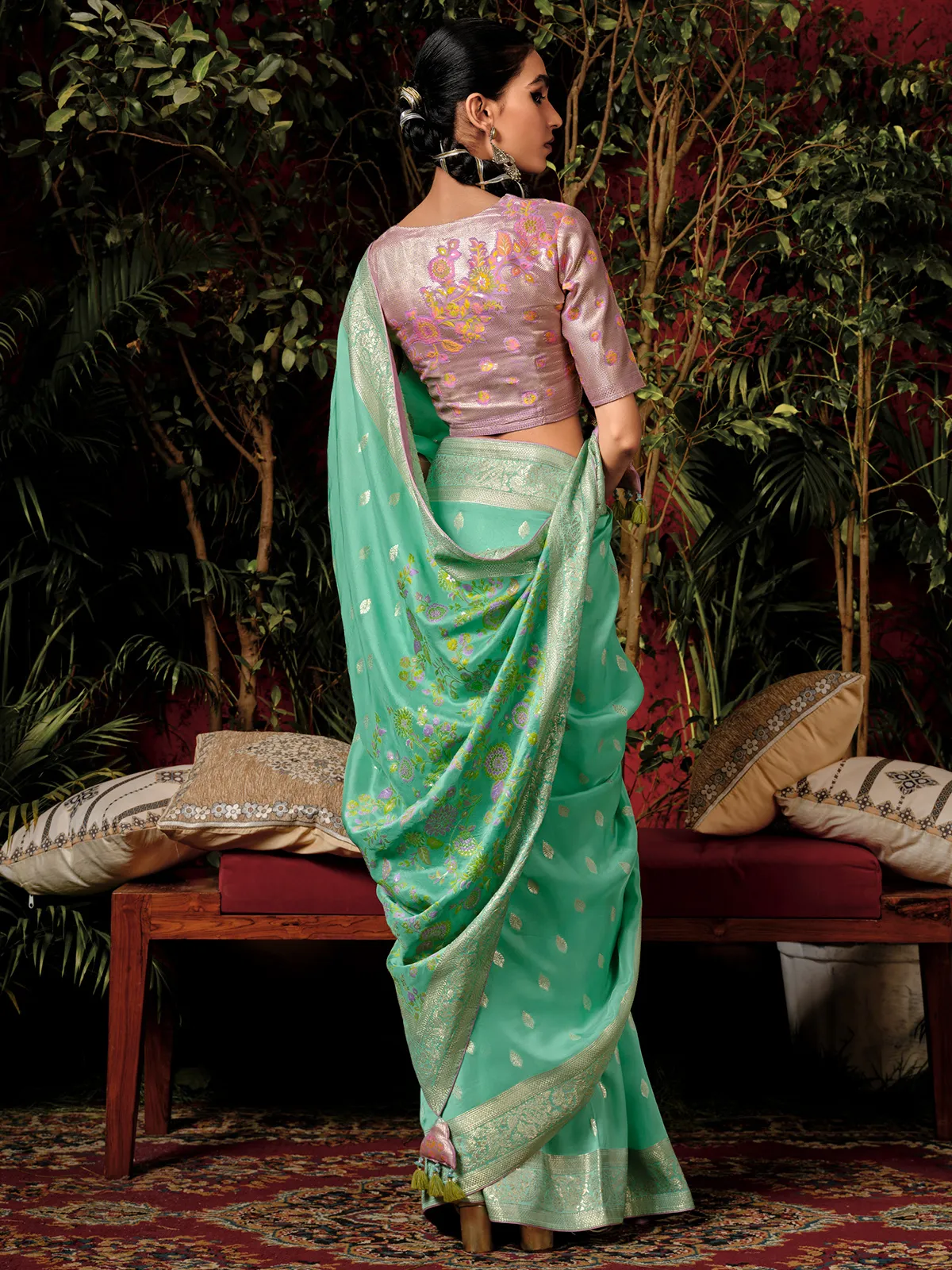 Stunning mint green wedding saree