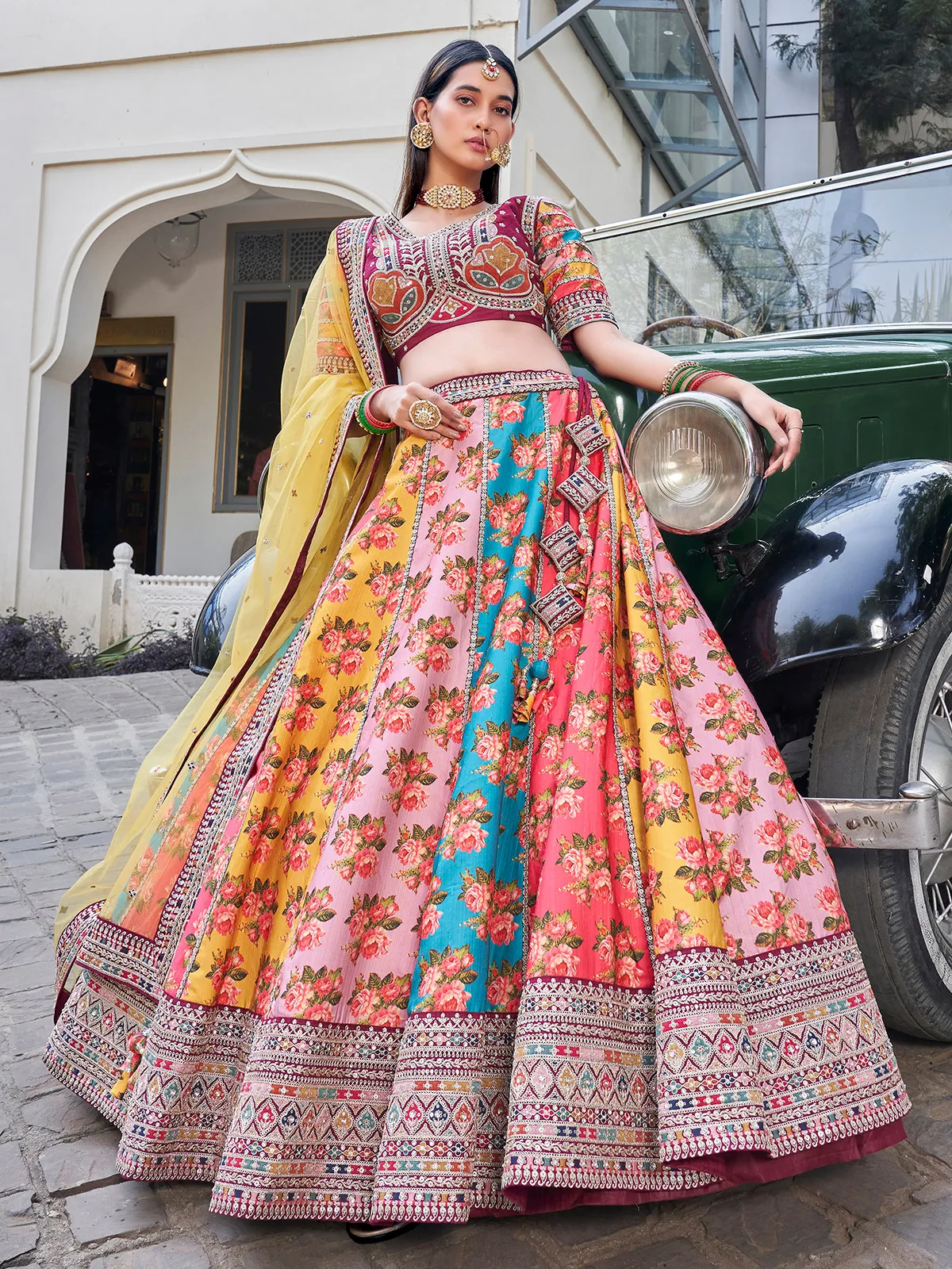 Stunning multi color printed lehenga choli