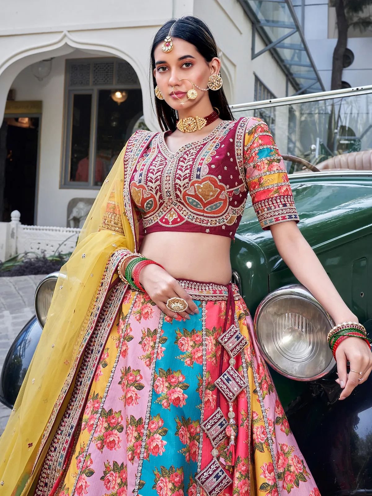 Stunning multi color printed lehenga choli