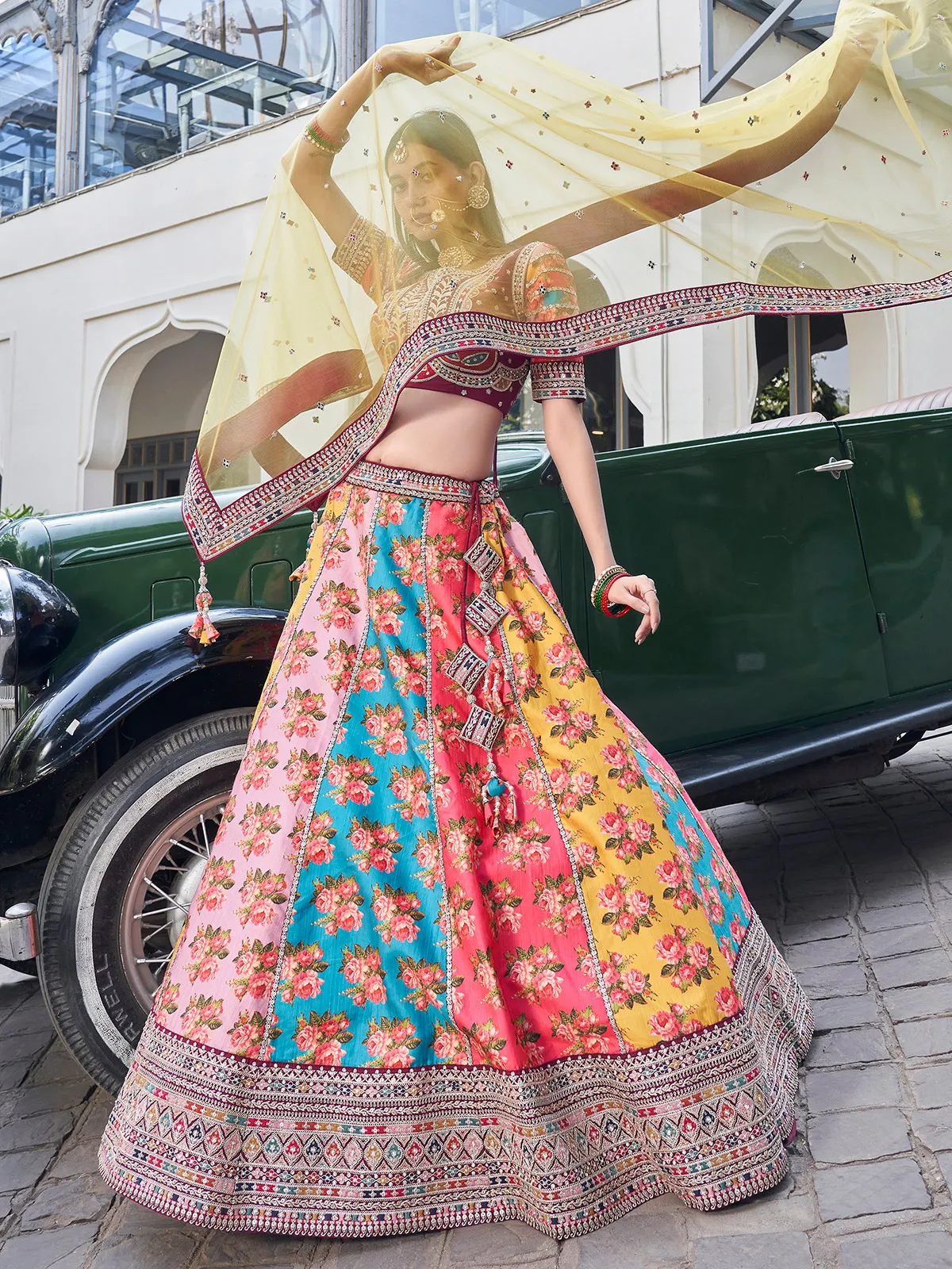 Stunning multi color printed lehenga choli