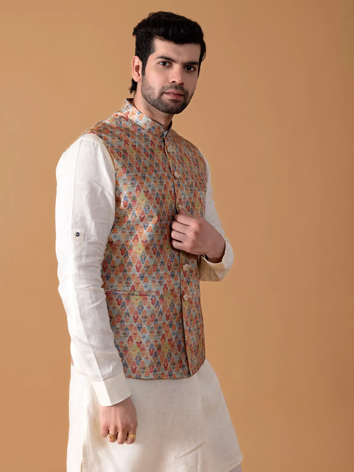 Stunning multi color silk waistcoat