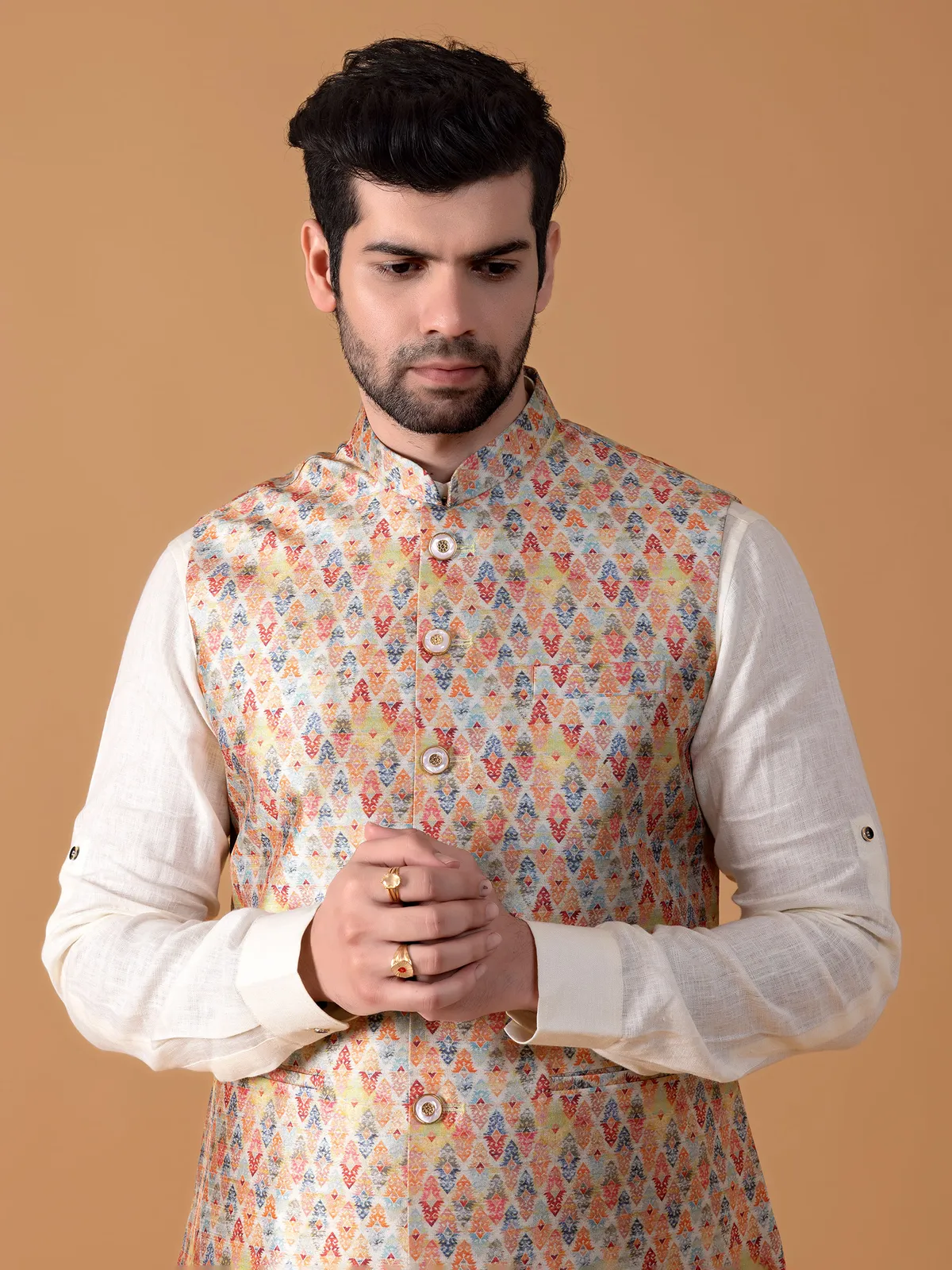 Stunning multi color silk waistcoat