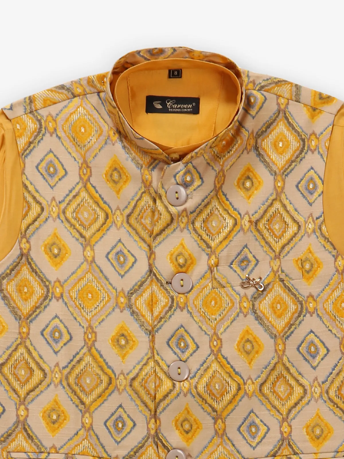 Stunning mustard yellow cotton silk waistcoat set