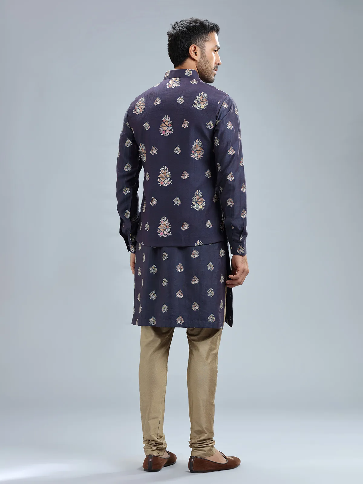 Stunning navy waistcoat set in silk