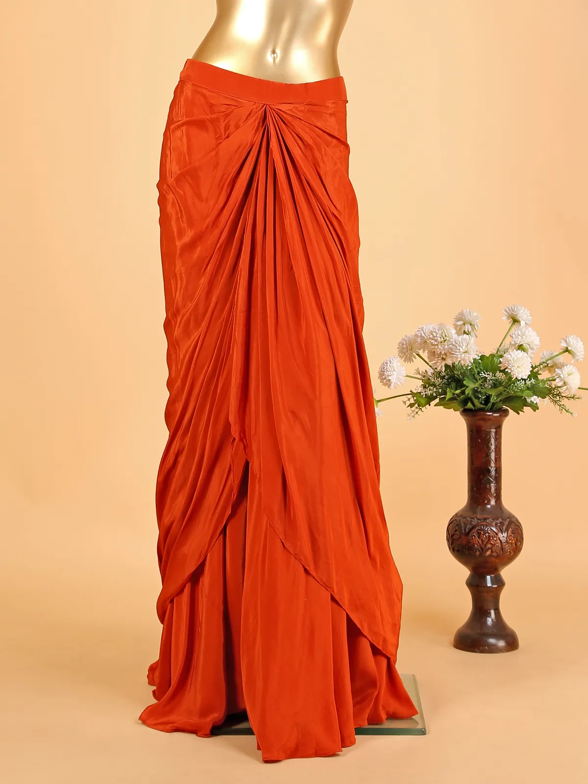 Stunning orange silk designer palazzo suit