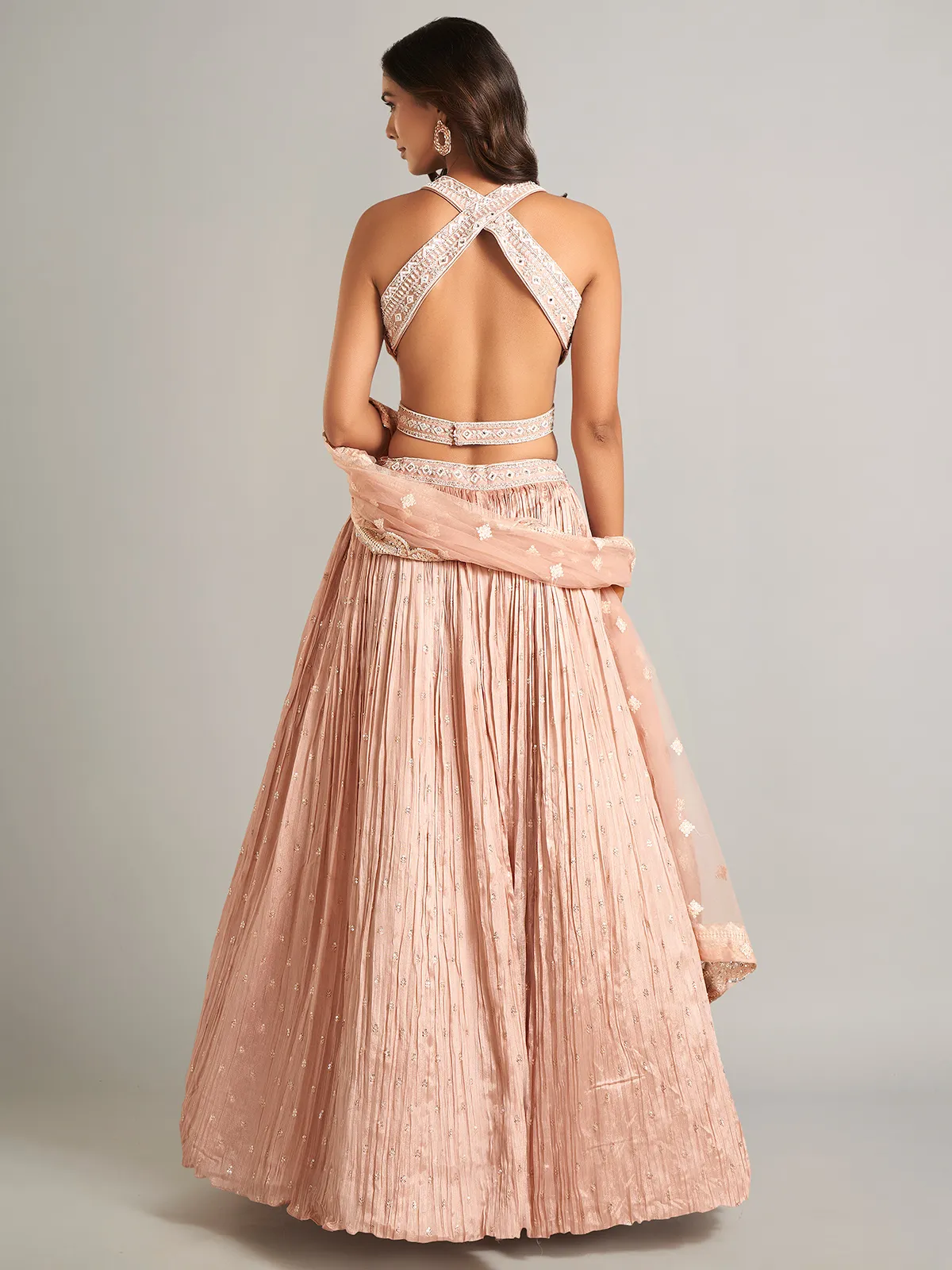 Stunning peach silk lehenga choli