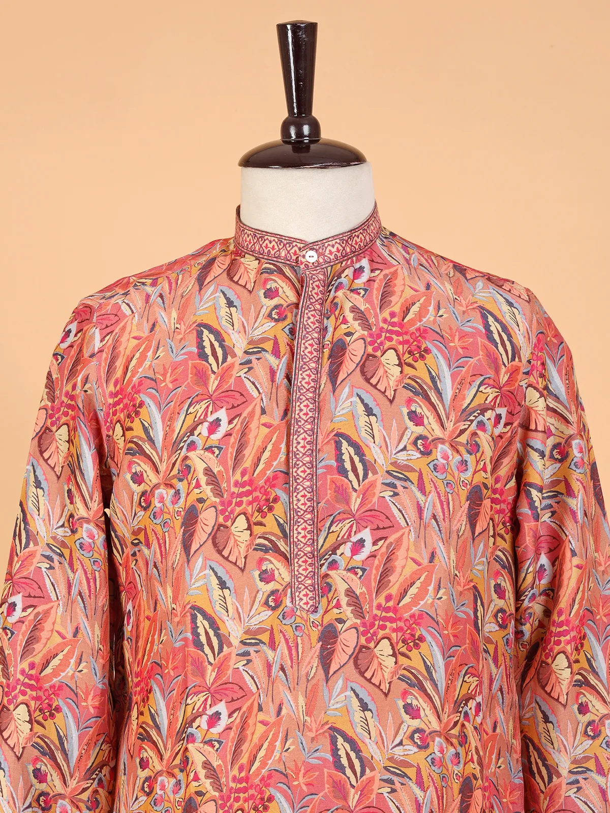 Stunning peach printed kurta suit