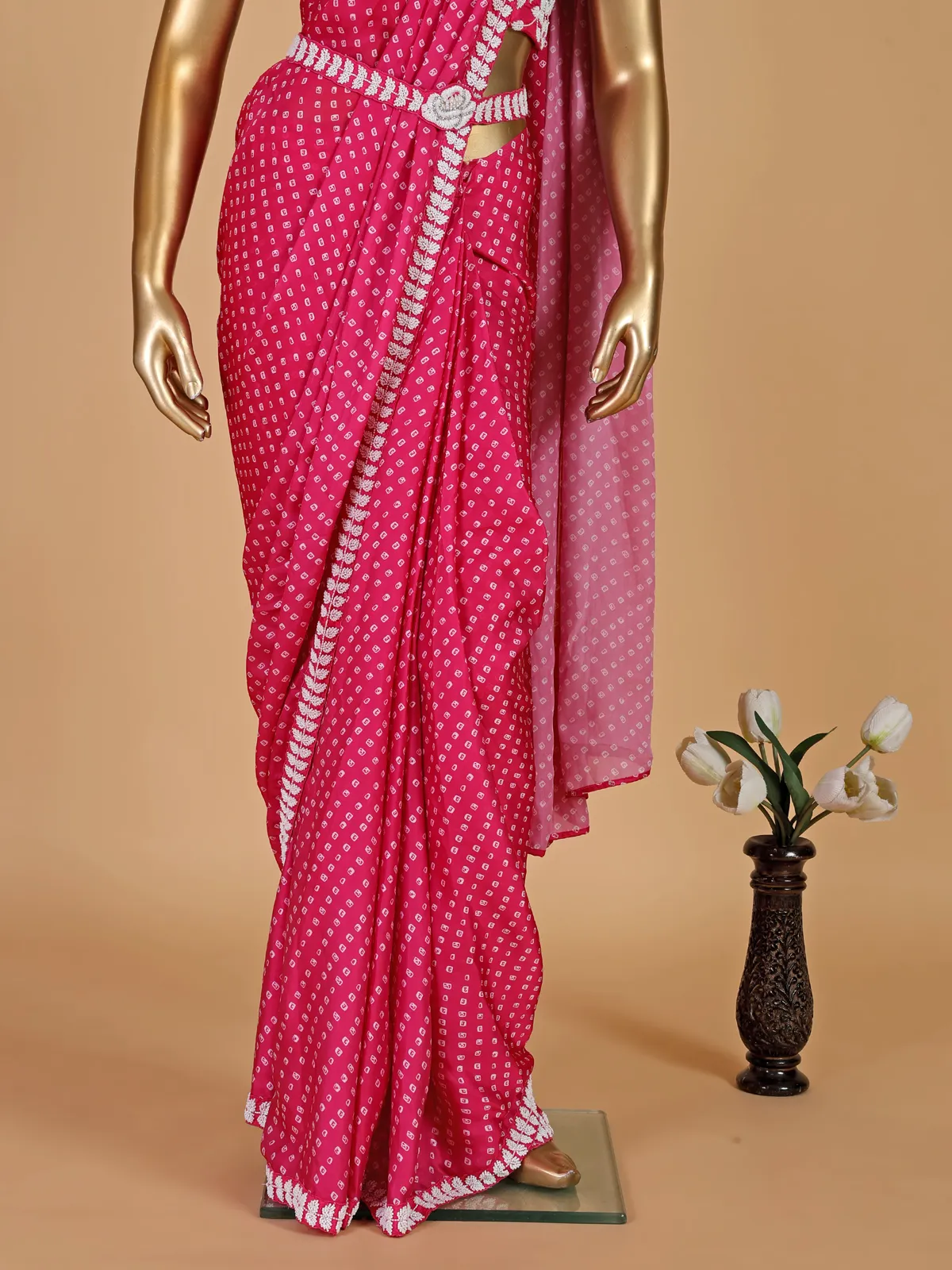 Stunning pink ready to wear saree