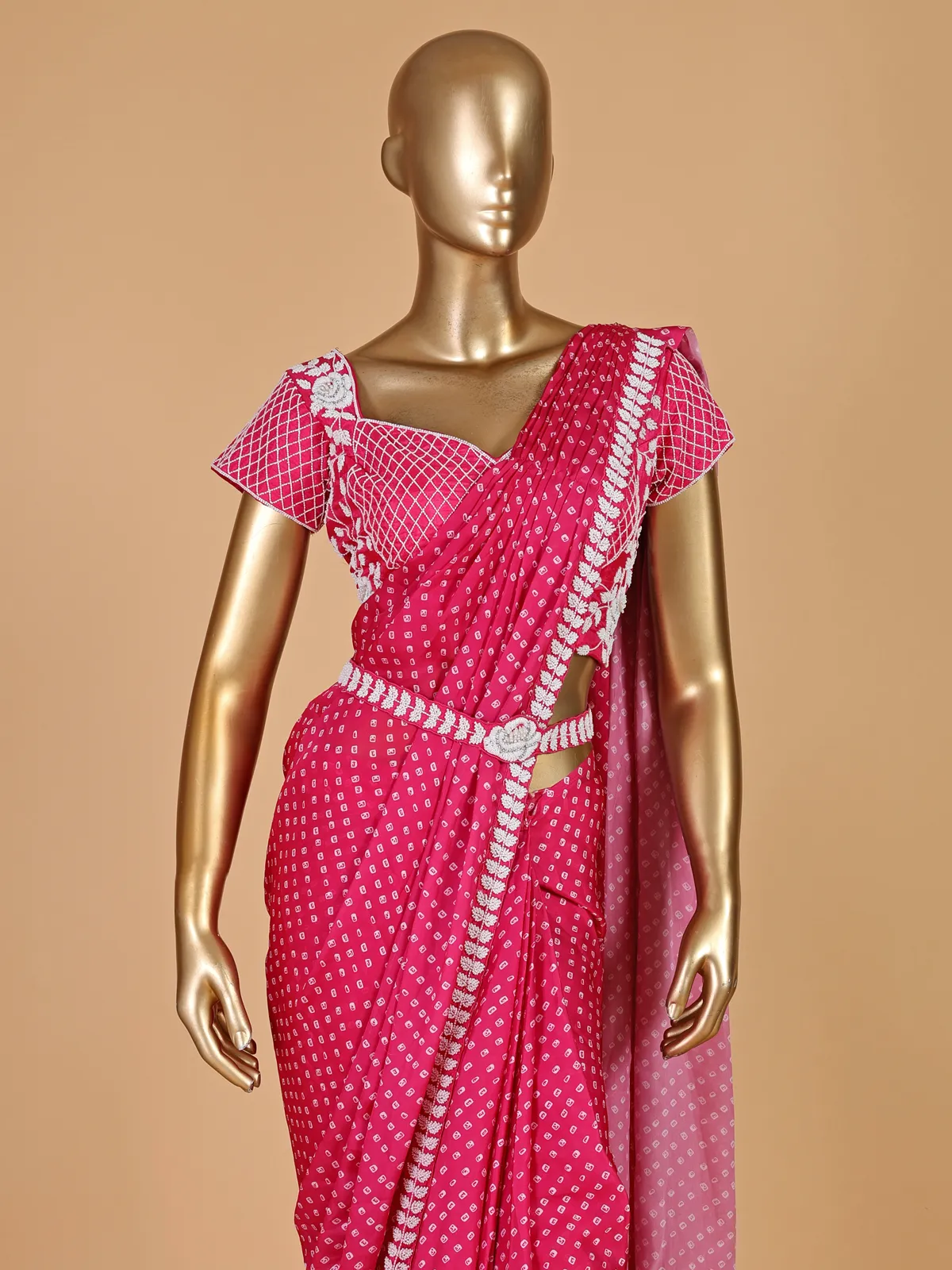 Stunning pink ready to wear saree