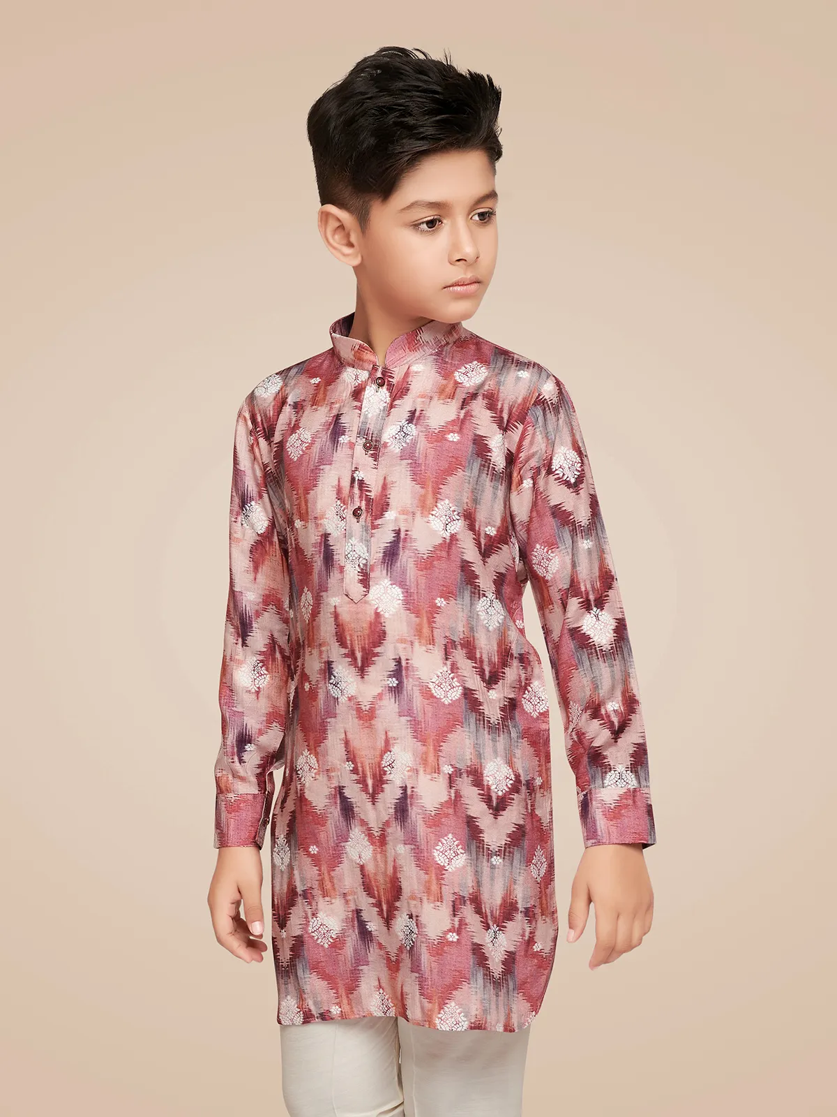 Stunning printed pink kurta suit