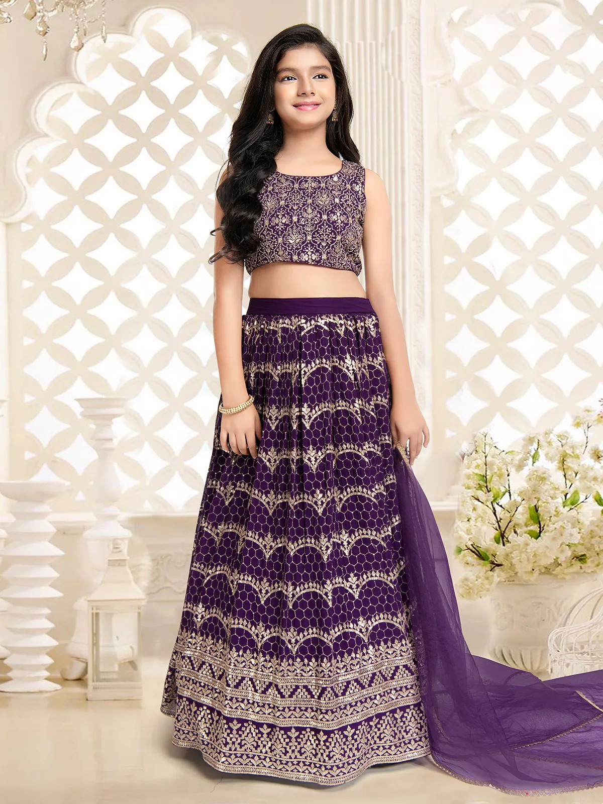 Stunning purple georgette lehenga choli