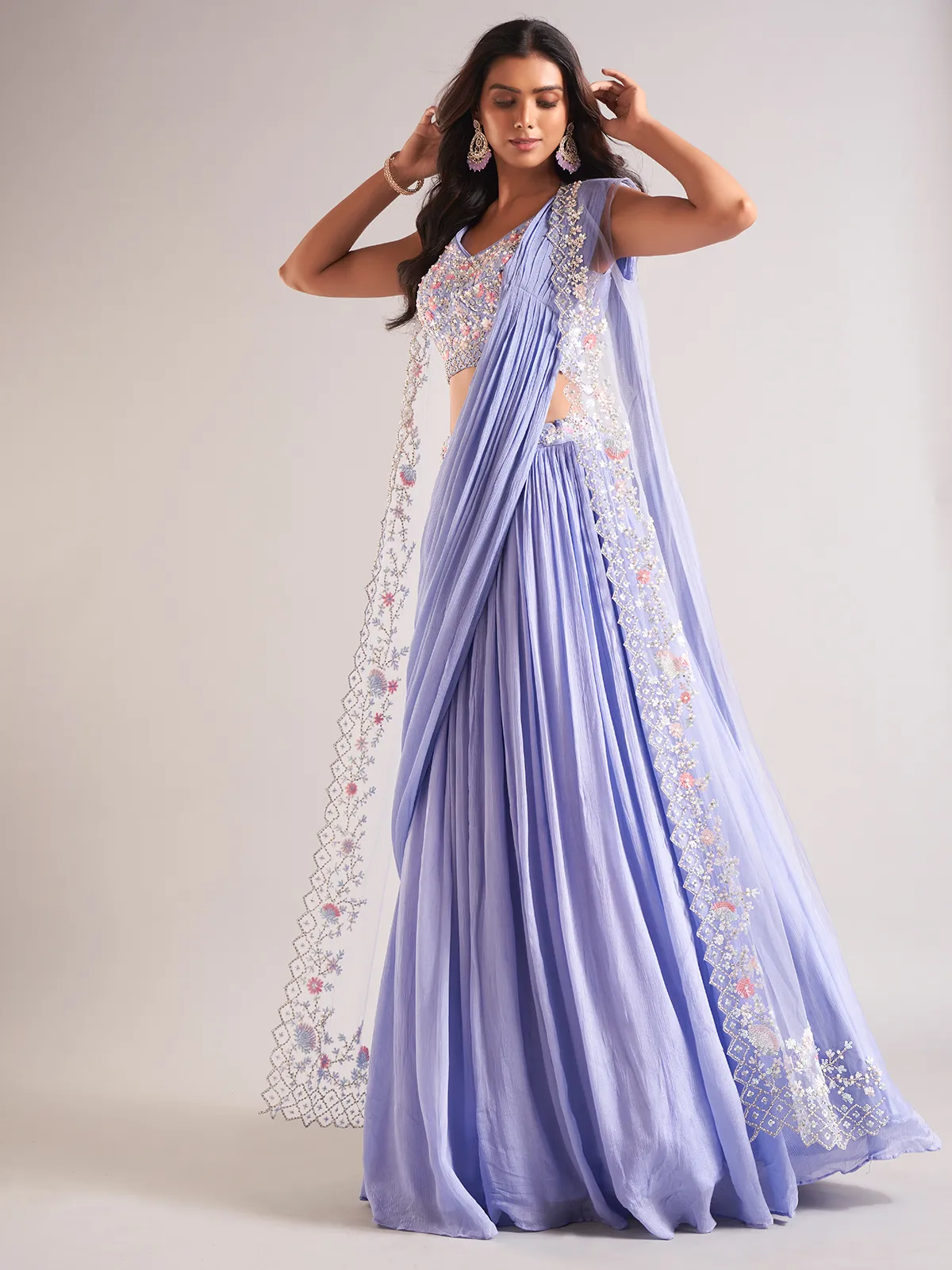 Stunning purple lehenga choli in georgette