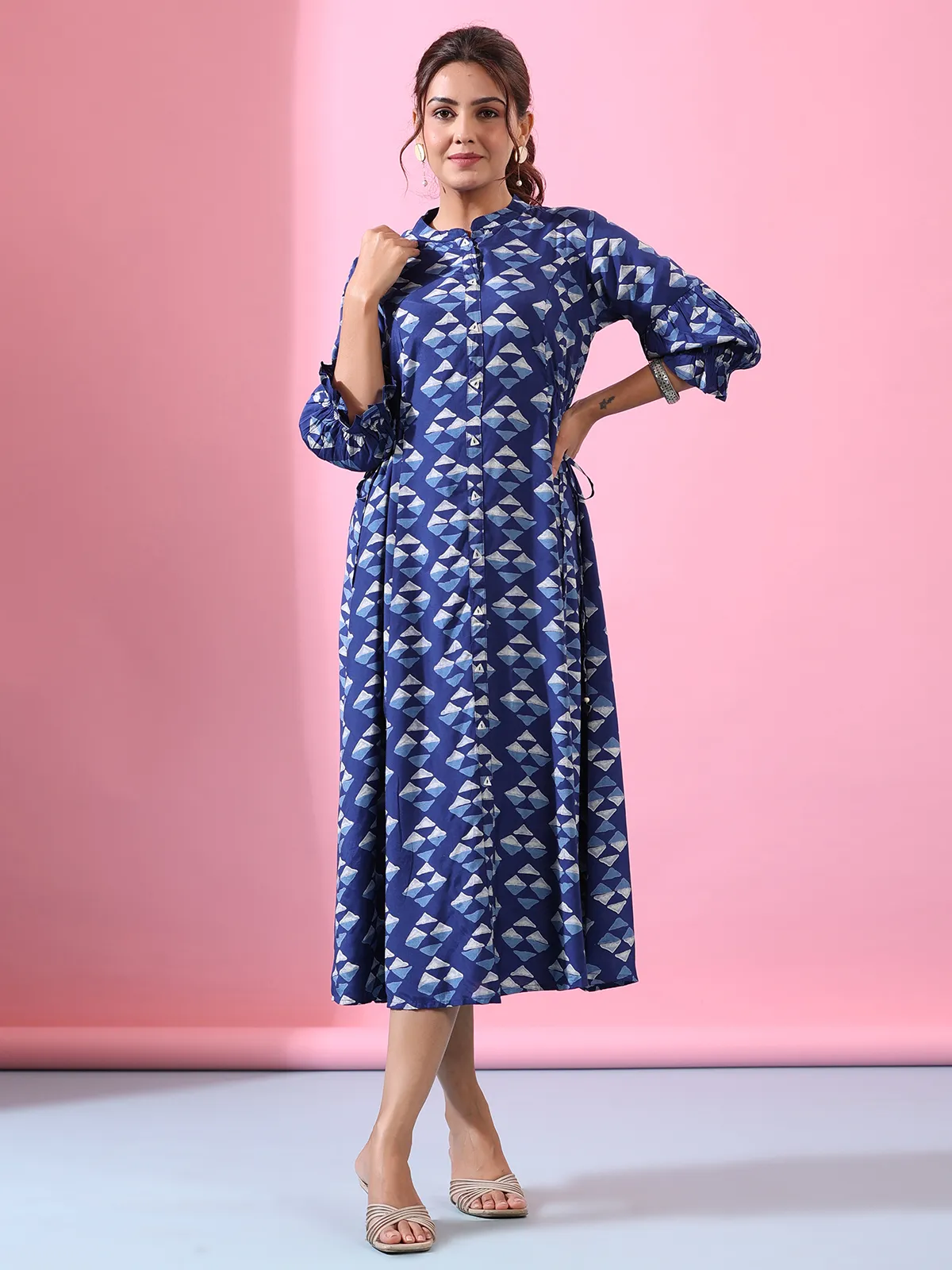 Stunning rama blue printed kurti