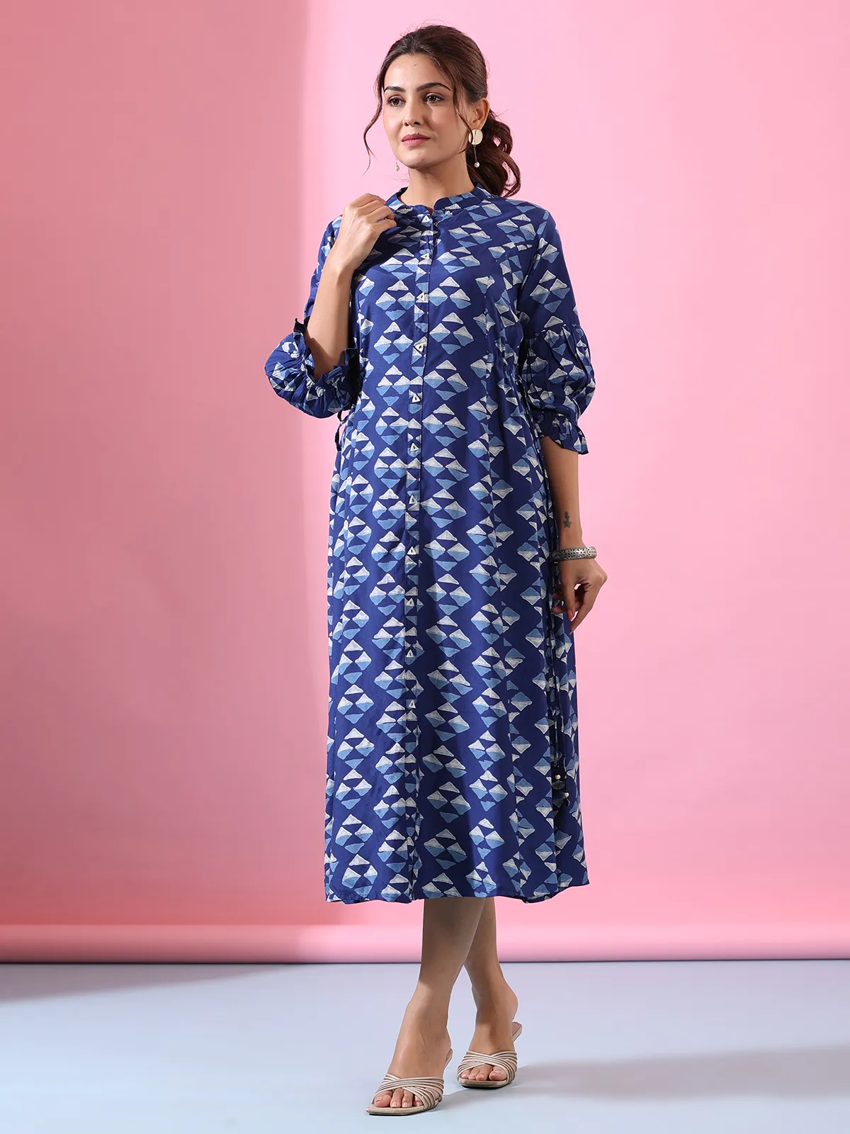 Stunning rama blue printed kurti