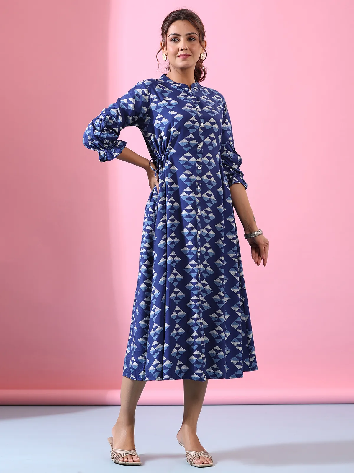 Stunning rama blue printed kurti