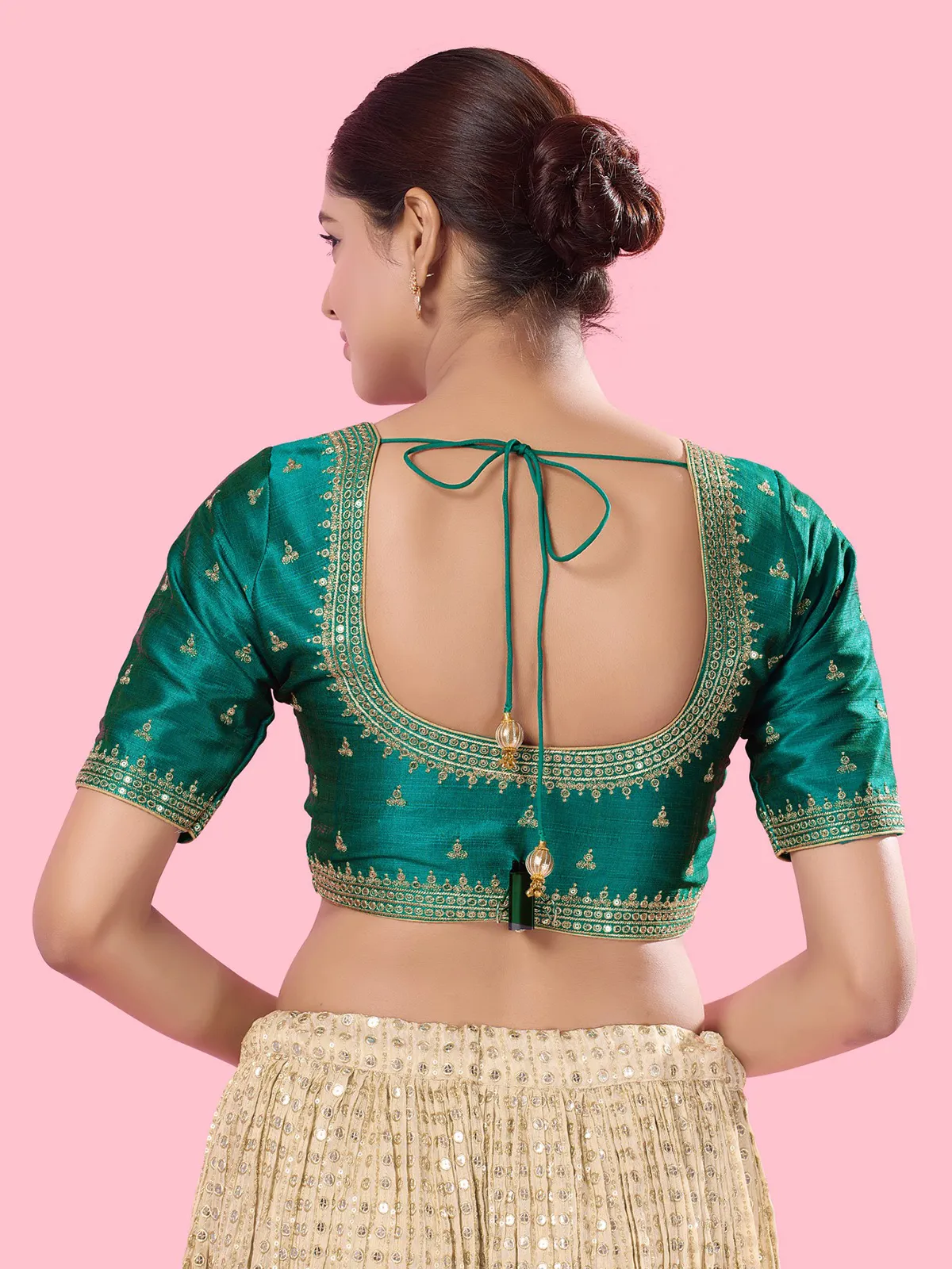 Stunning rama green ready made blouse