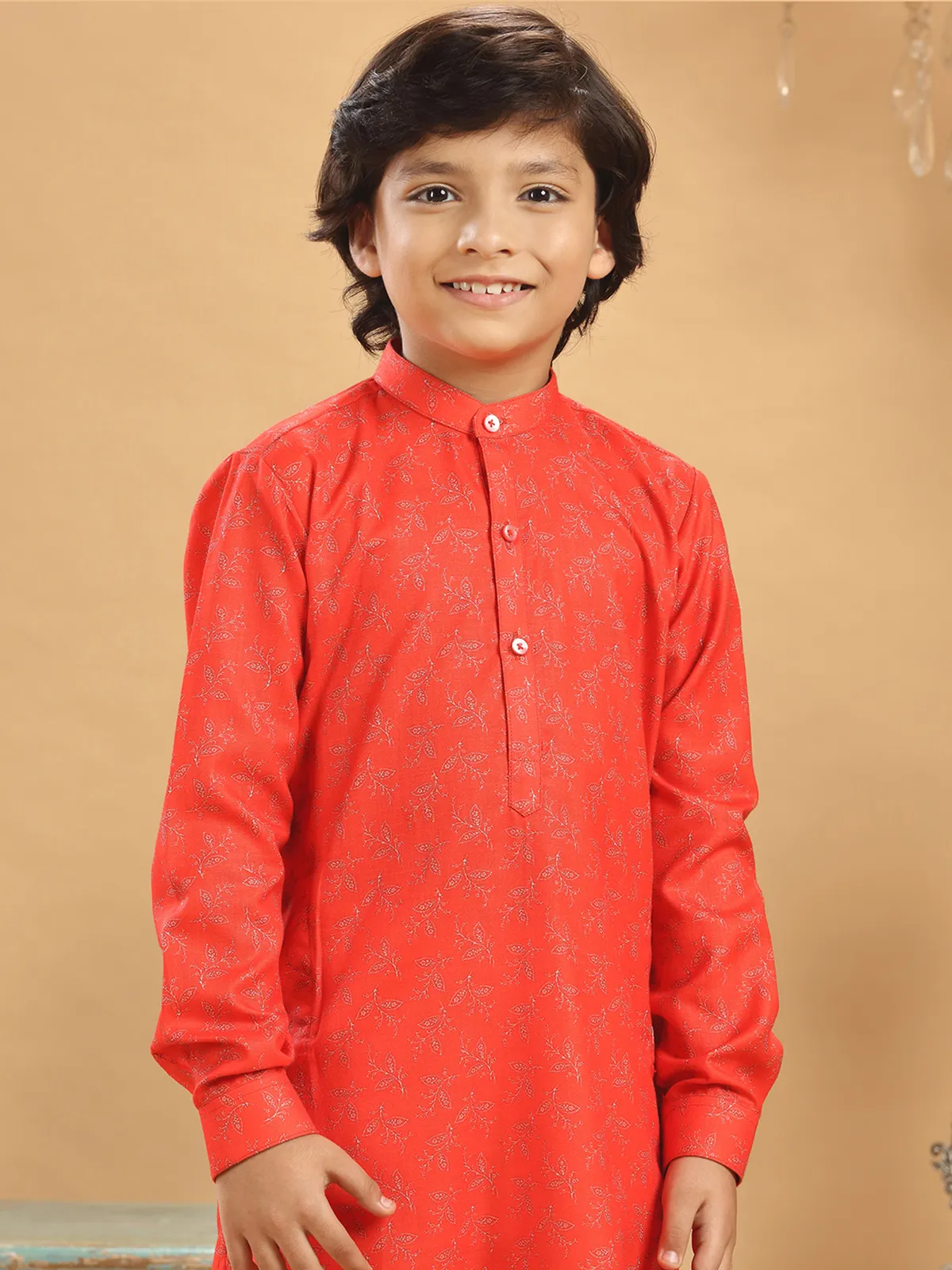 Stunning red silk kurta suit