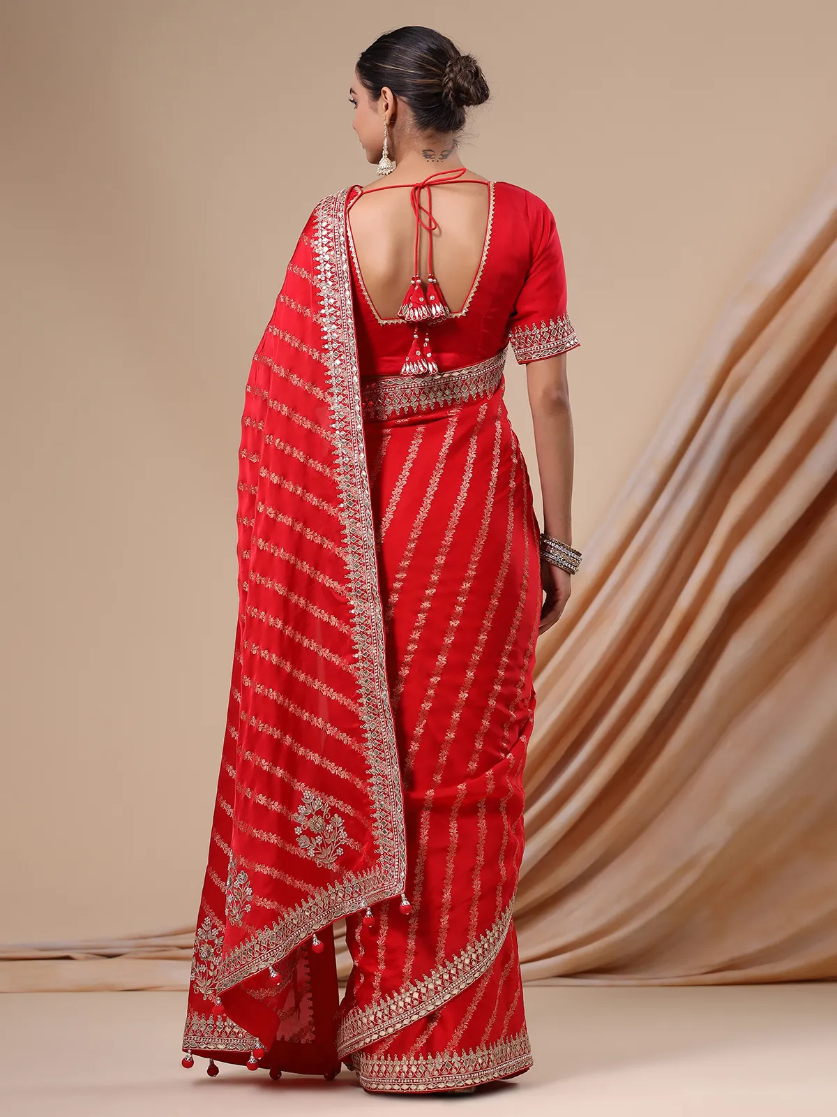 Stunning red silk saree