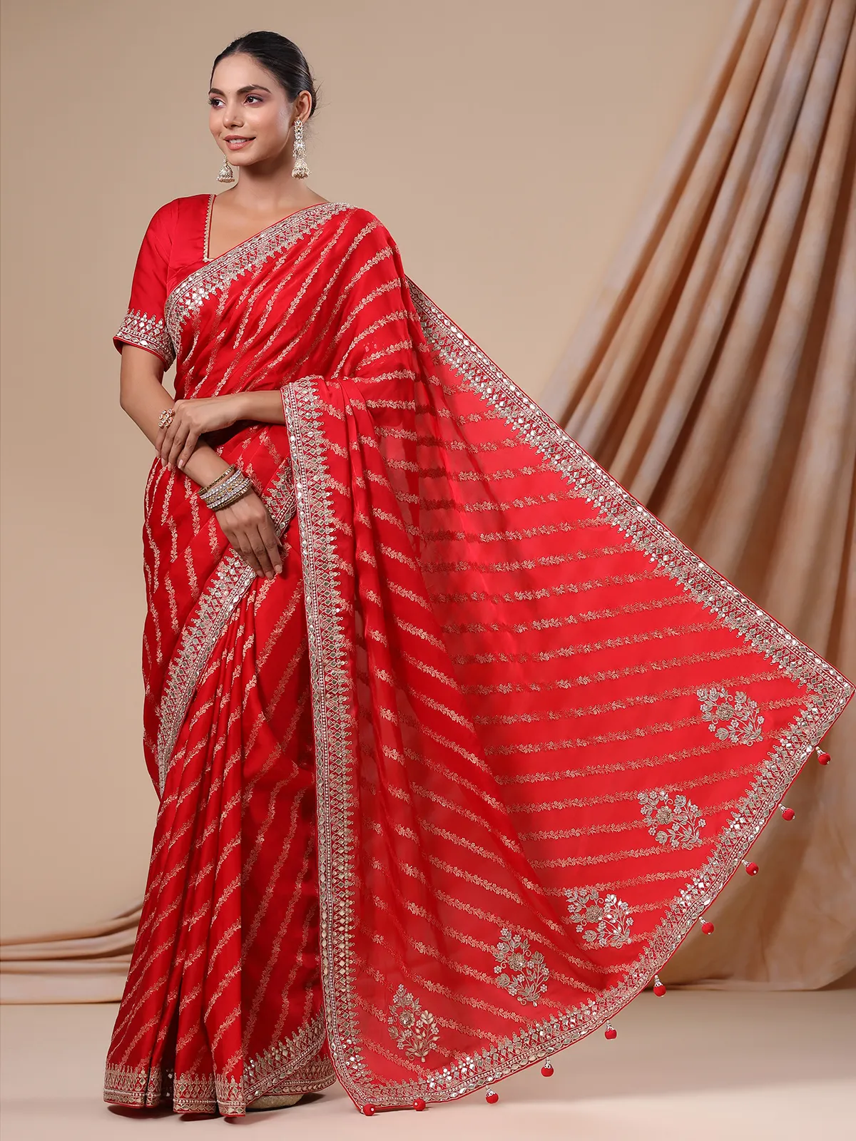 Stunning red silk saree