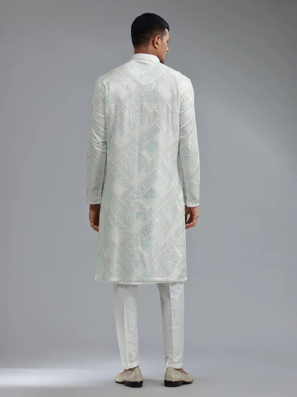 Stunning sea green silk kurta suit