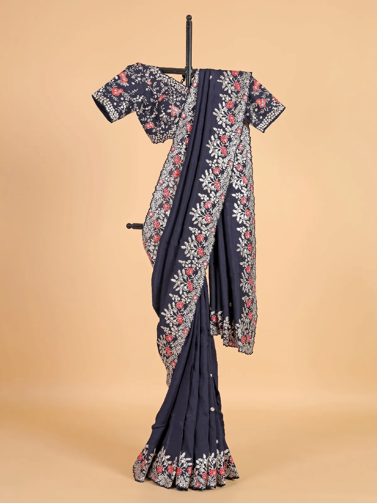 Stunning silk navy saree for festive