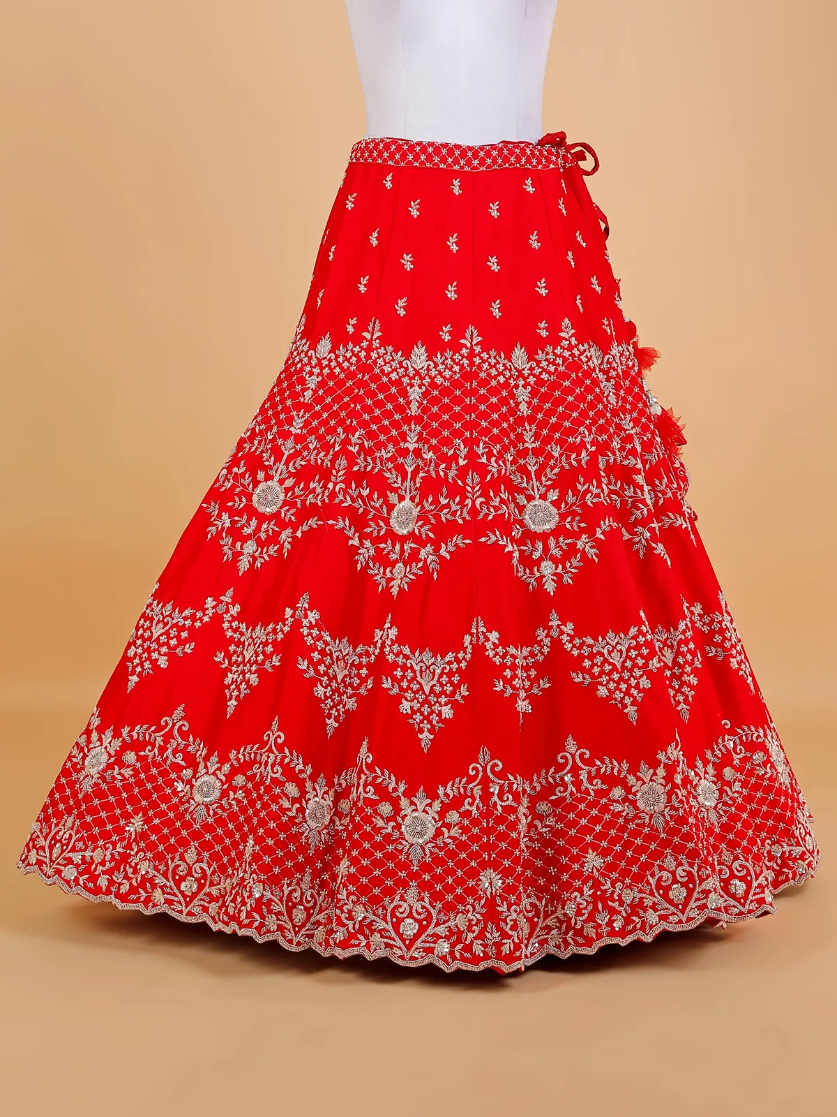 Stunning unstitched red lehenga choli