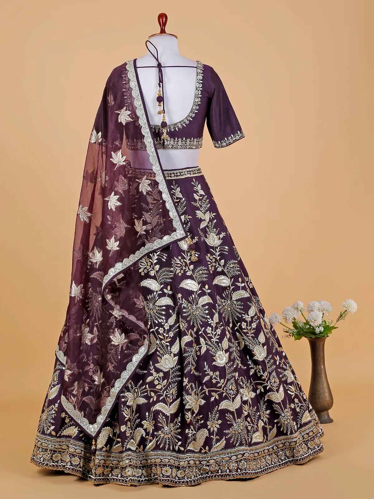 Stunning violet raw silk lehenga choli