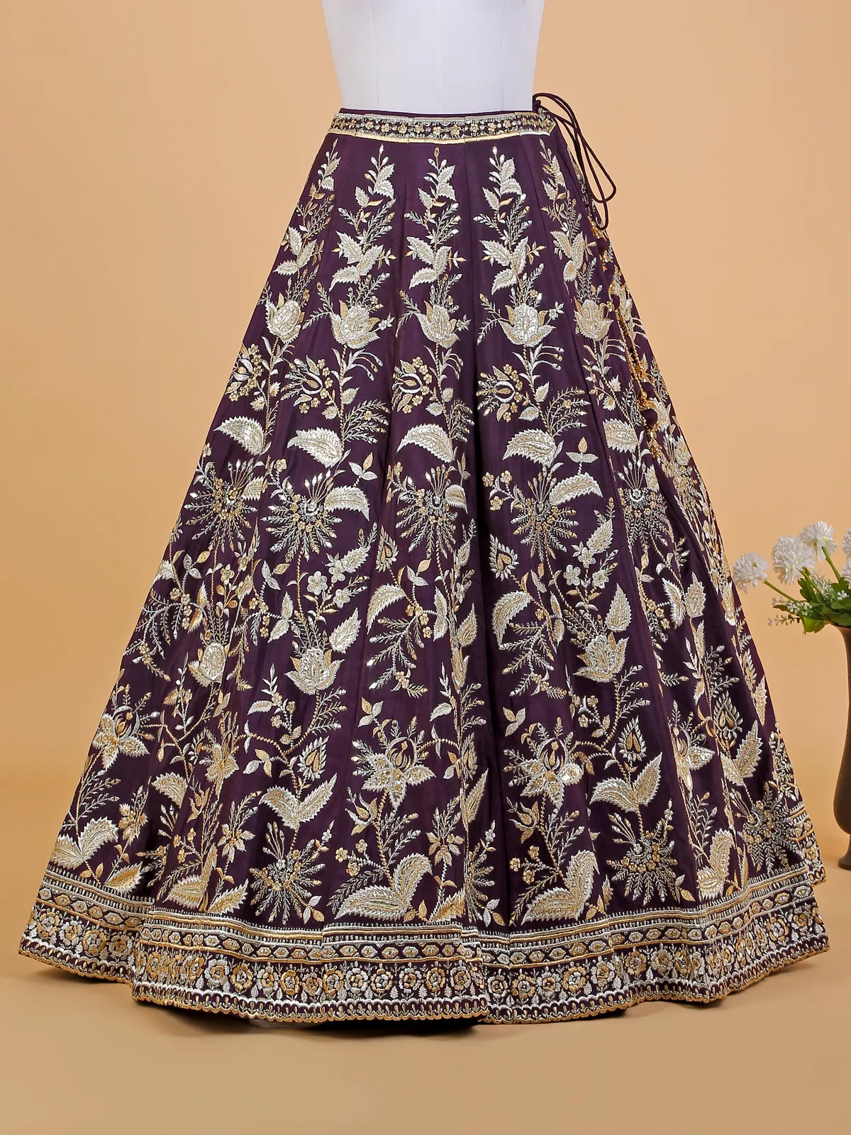 Stunning violet raw silk lehenga choli