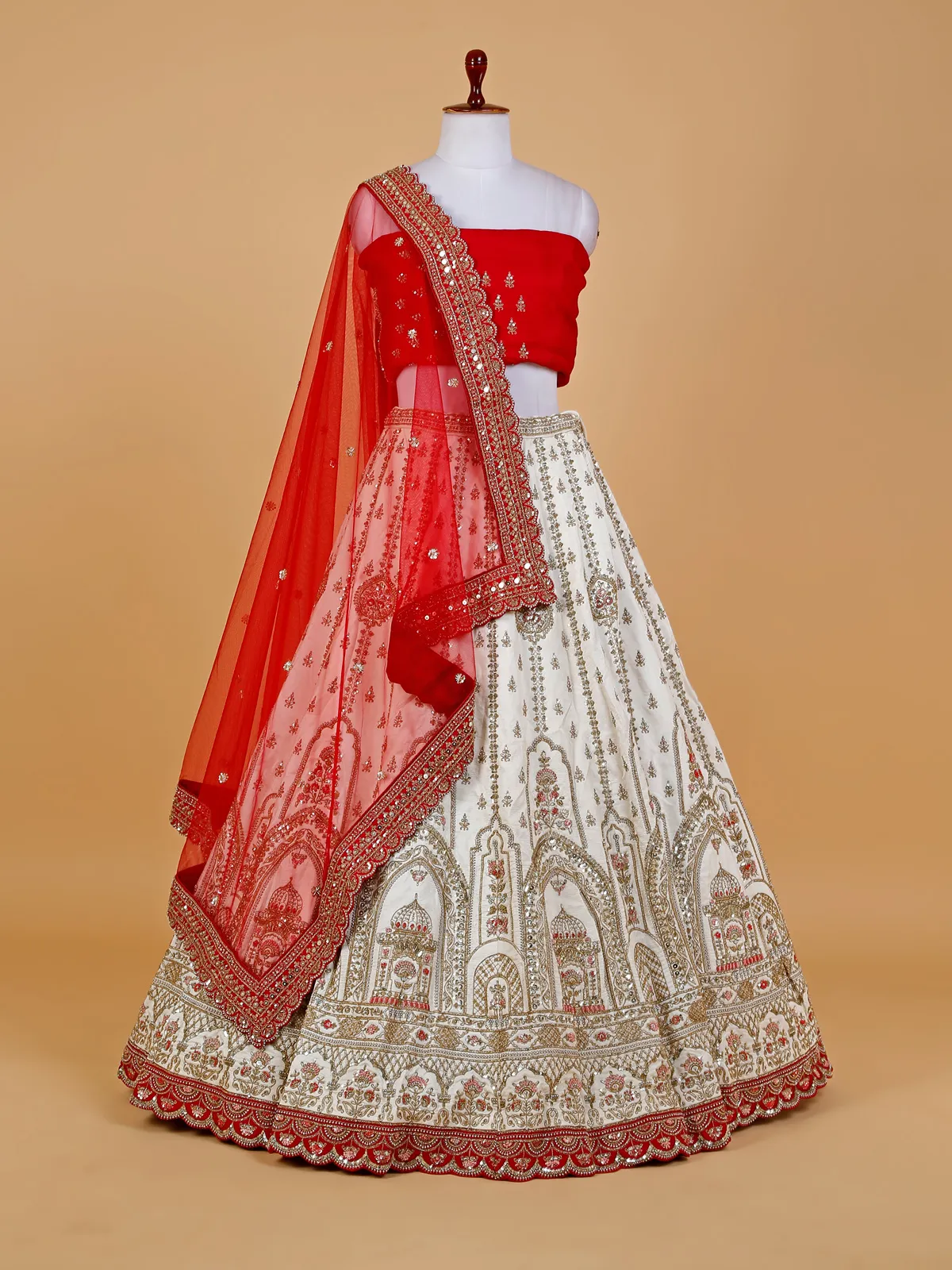 Stunning white unstitched lehenga choli