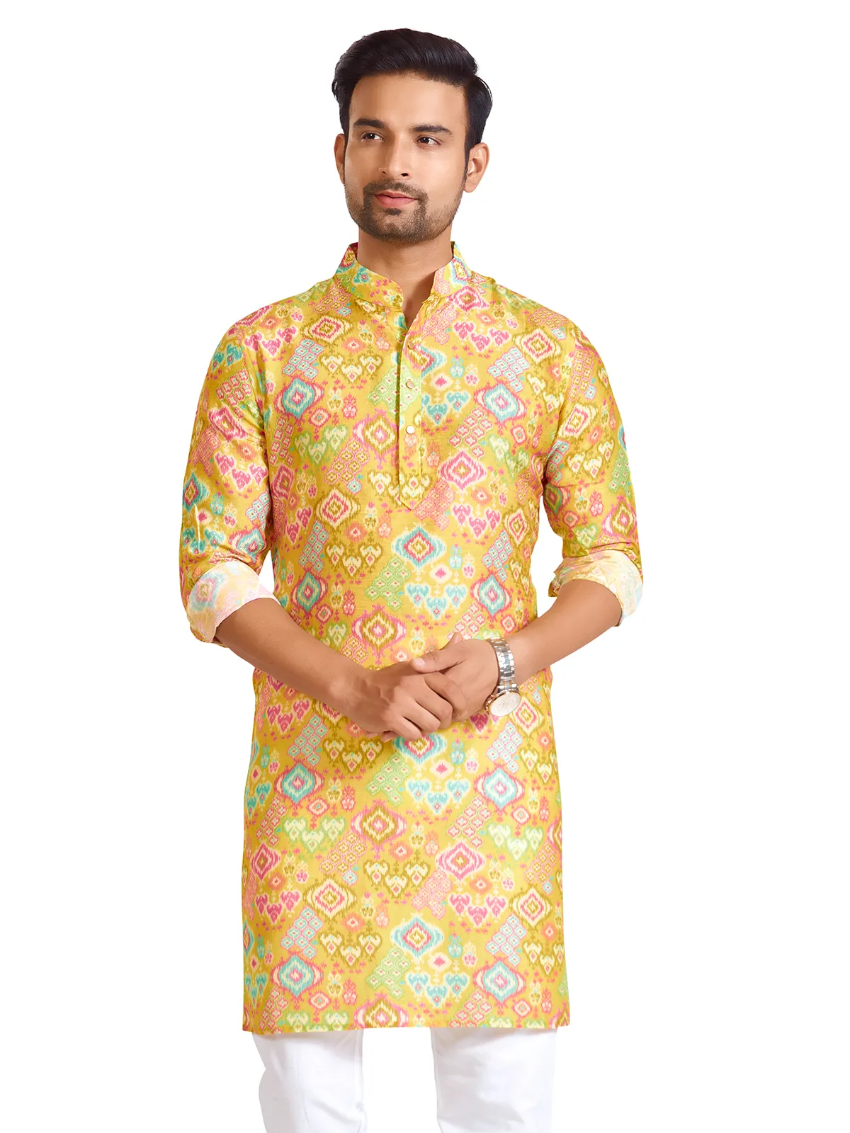 Stunning yellow cotton printed kurta