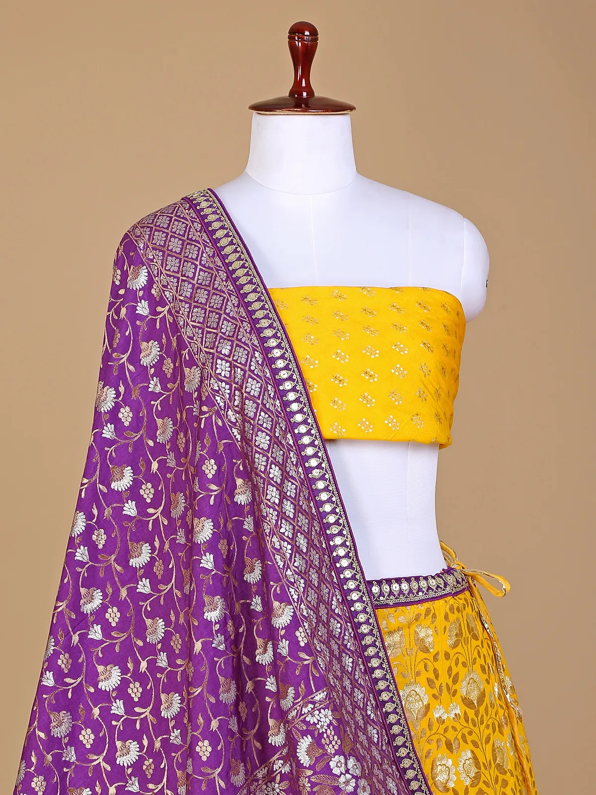 Stunning yellow silk lehenga choli