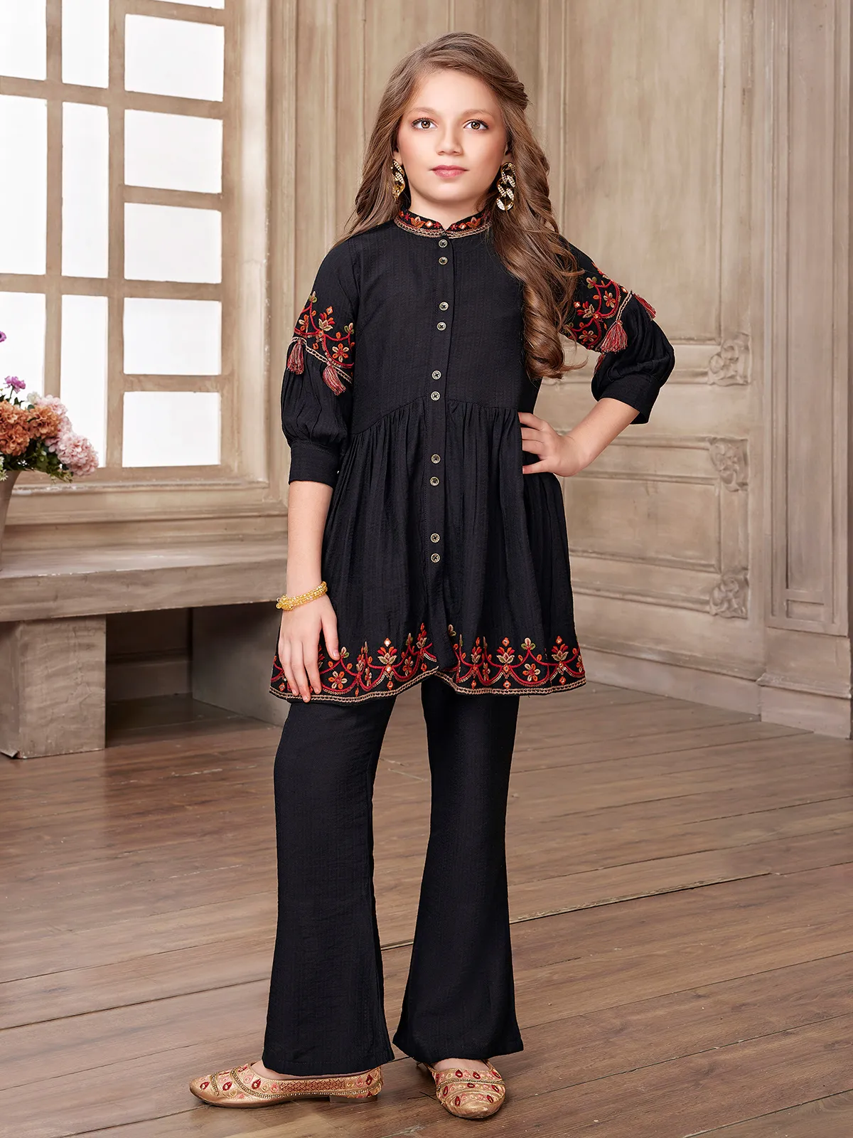 Stylish black cotton co ord set