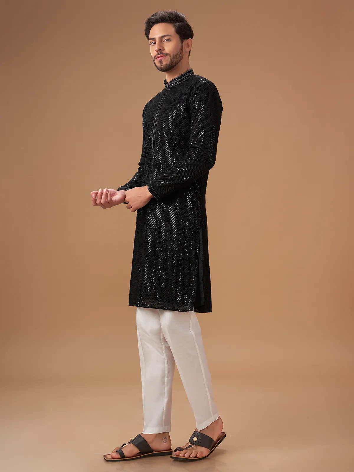 Stylish black georgette kurta suit