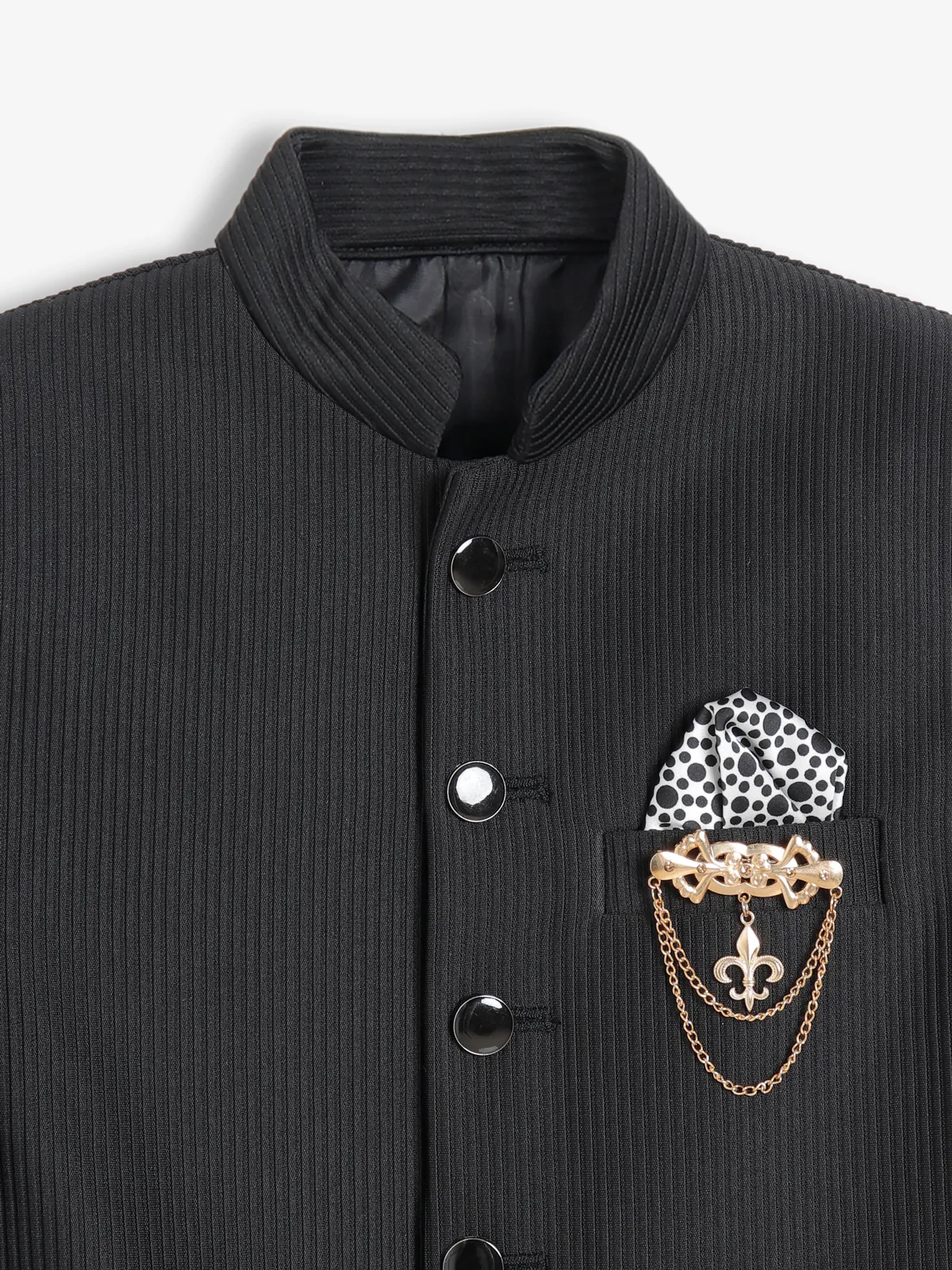 Stylish black terry rayon jodhpuri suit