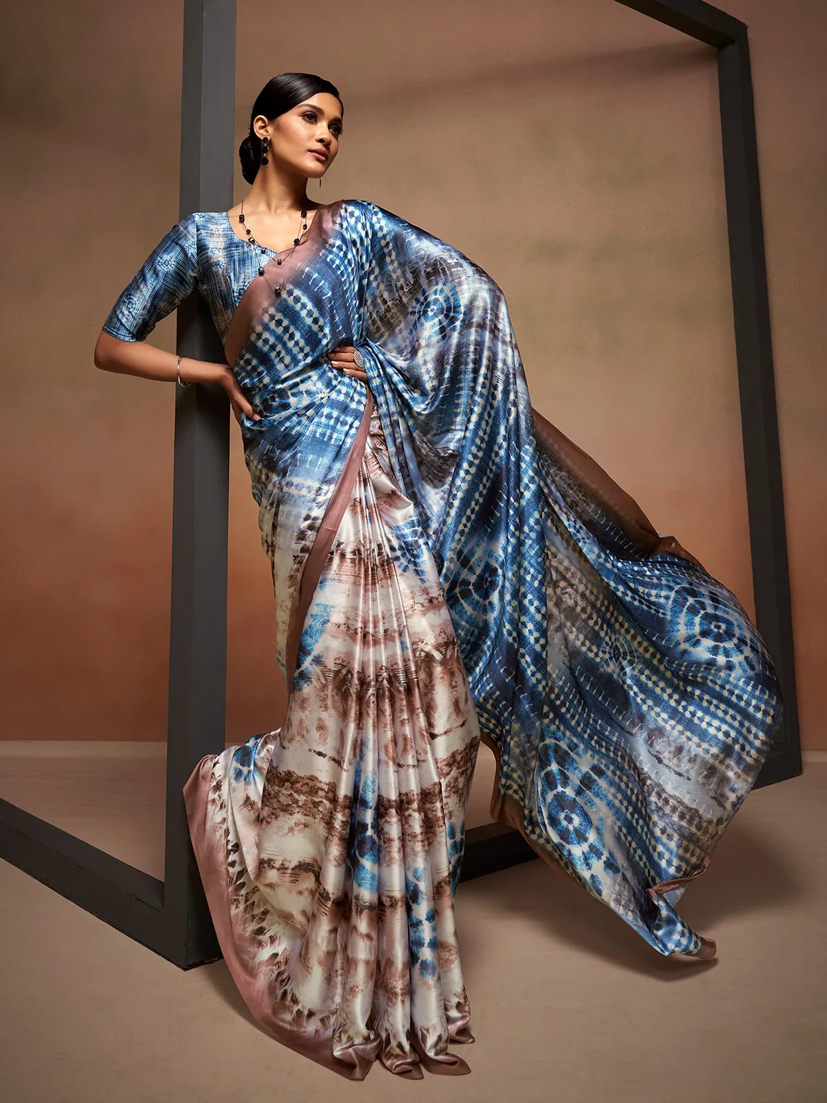 Stylish blue printed saree