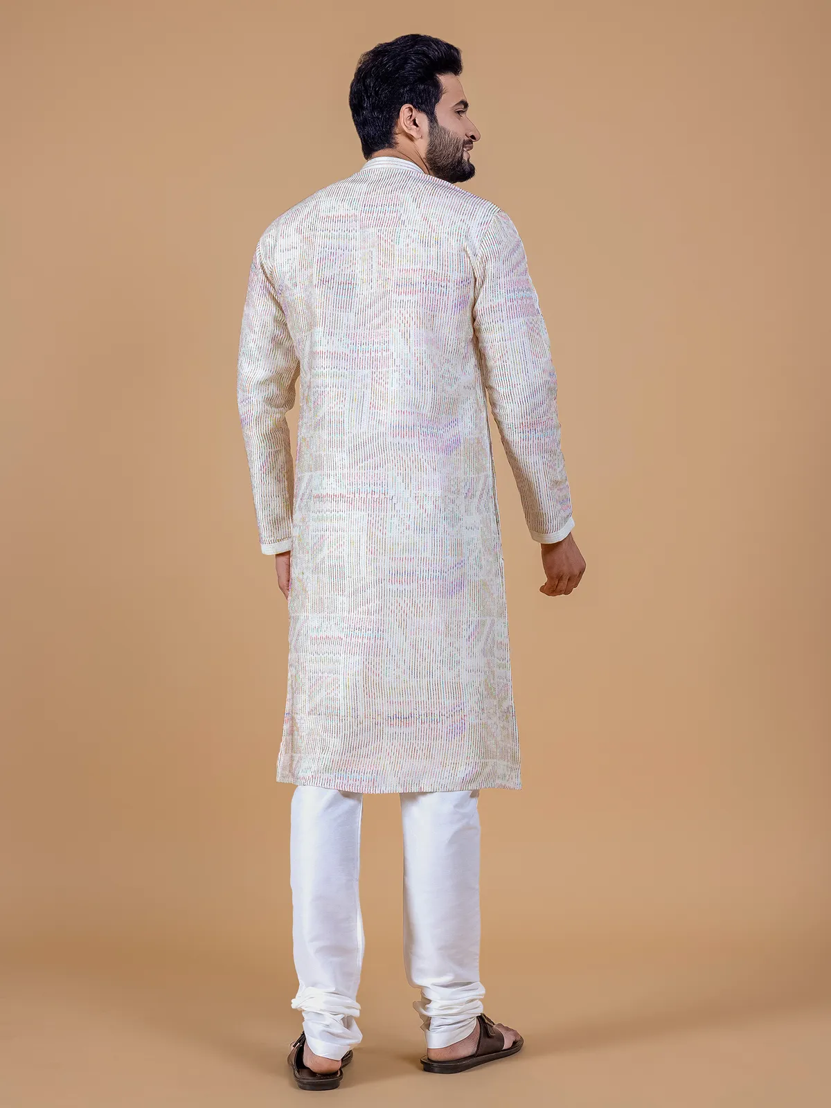 Stylish cream cotton  Men Kurta pajama