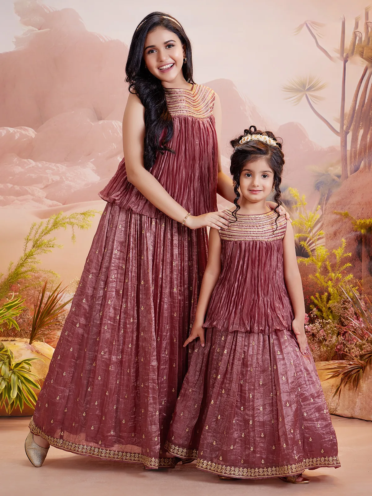 Stylish light maroon silk lehenga choli