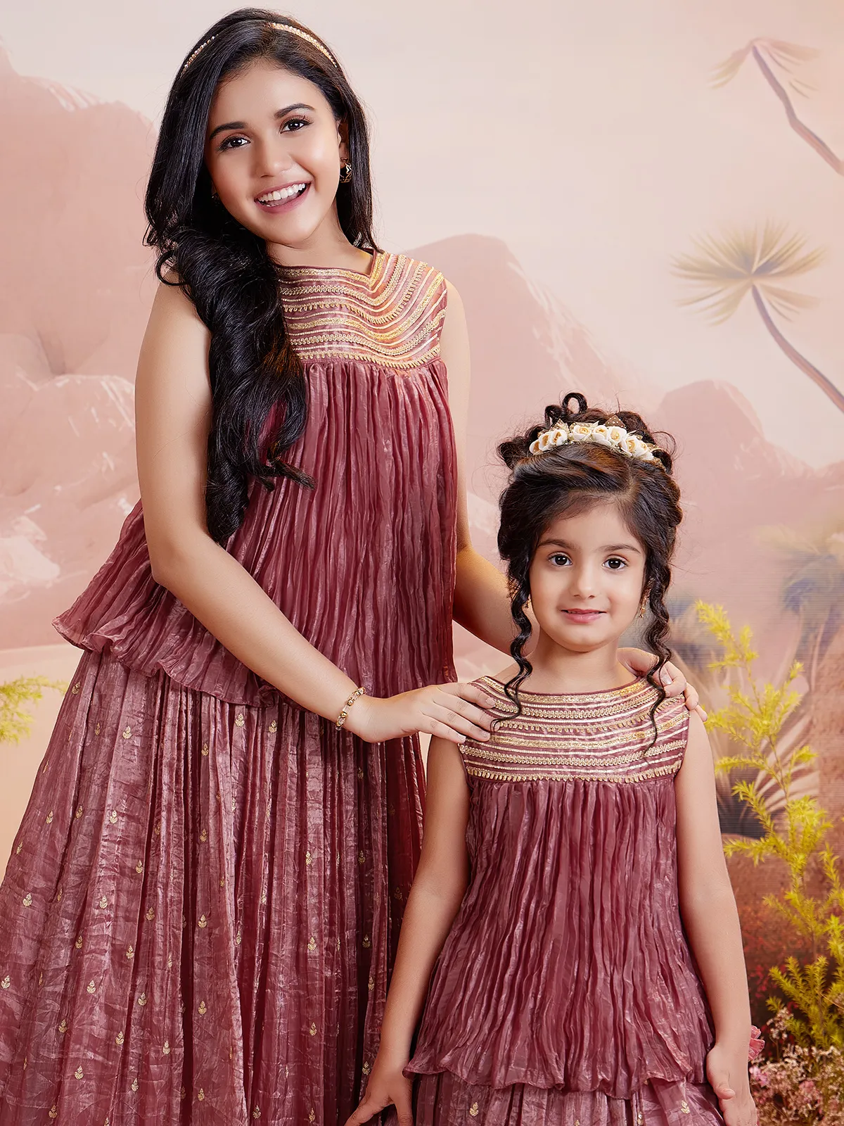 Stylish light maroon silk lehenga choli