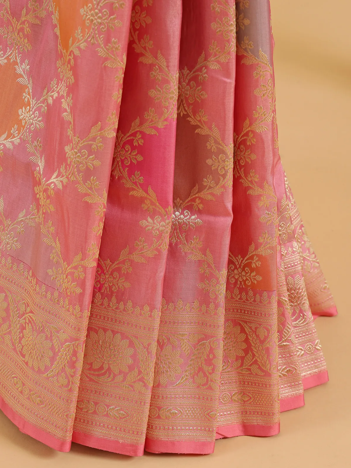 Stylish light pink banarasi silk saree