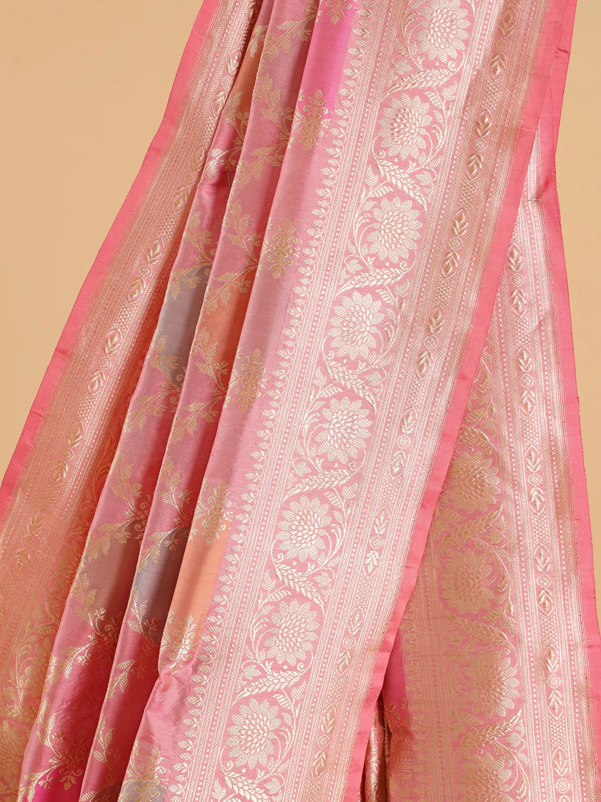 Stylish light pink banarasi silk saree