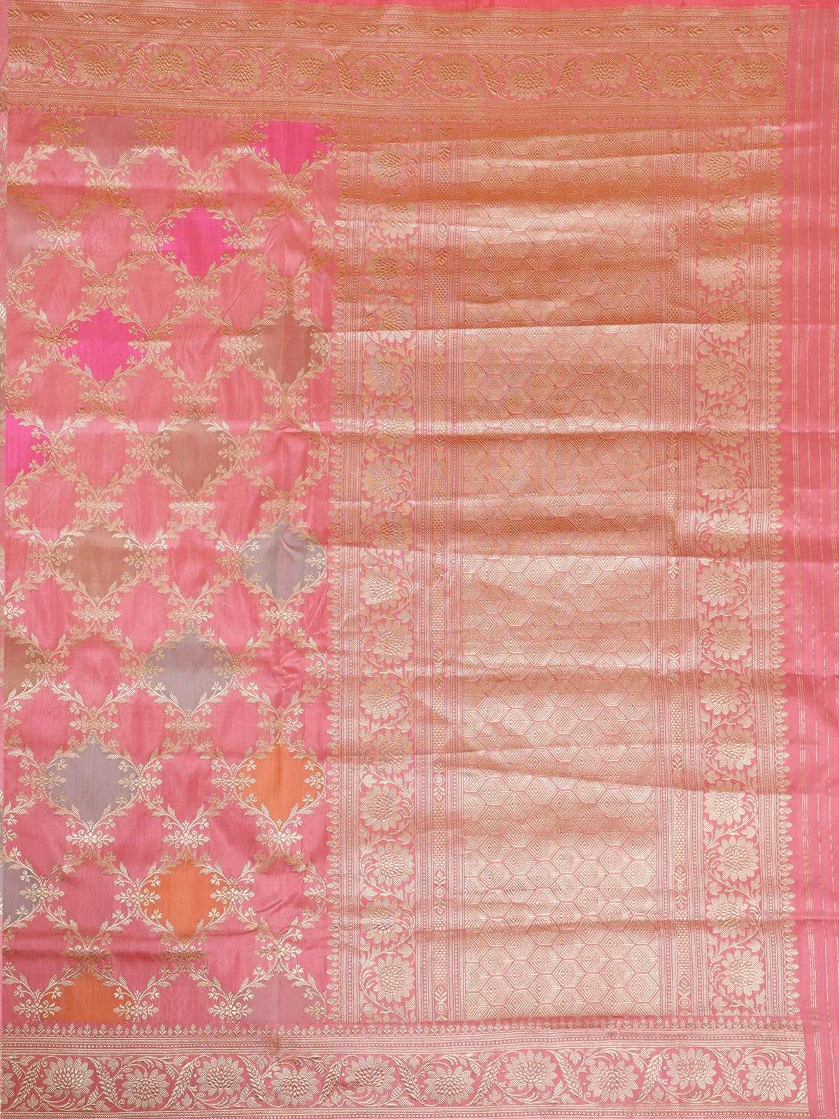 Stylish light pink banarasi silk saree