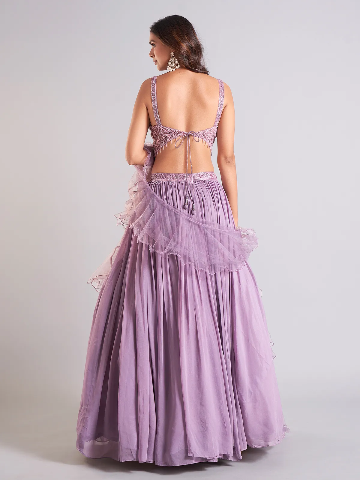 Stylish lilac purple georgette lehenga choli