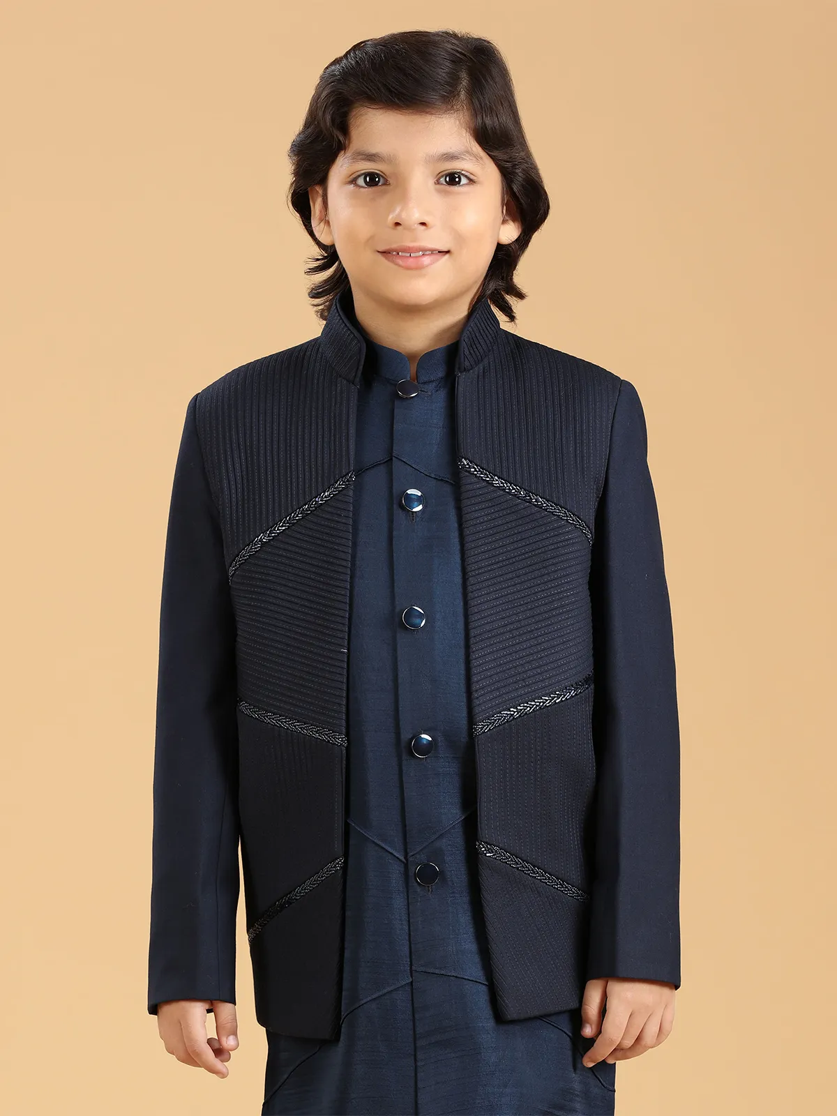 Stylish navy silk indowestern