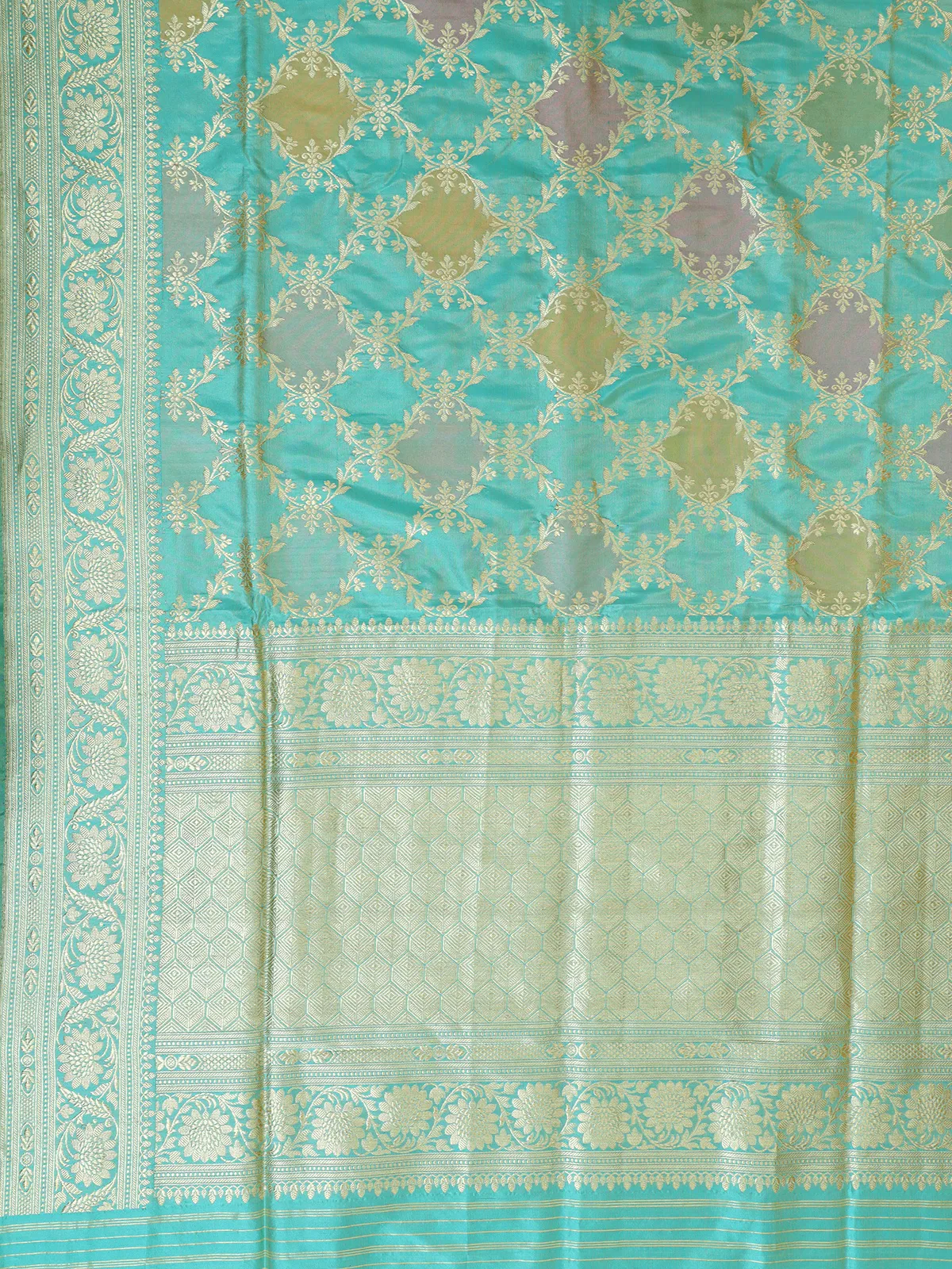 Stylish sky blue banarasi silk saree