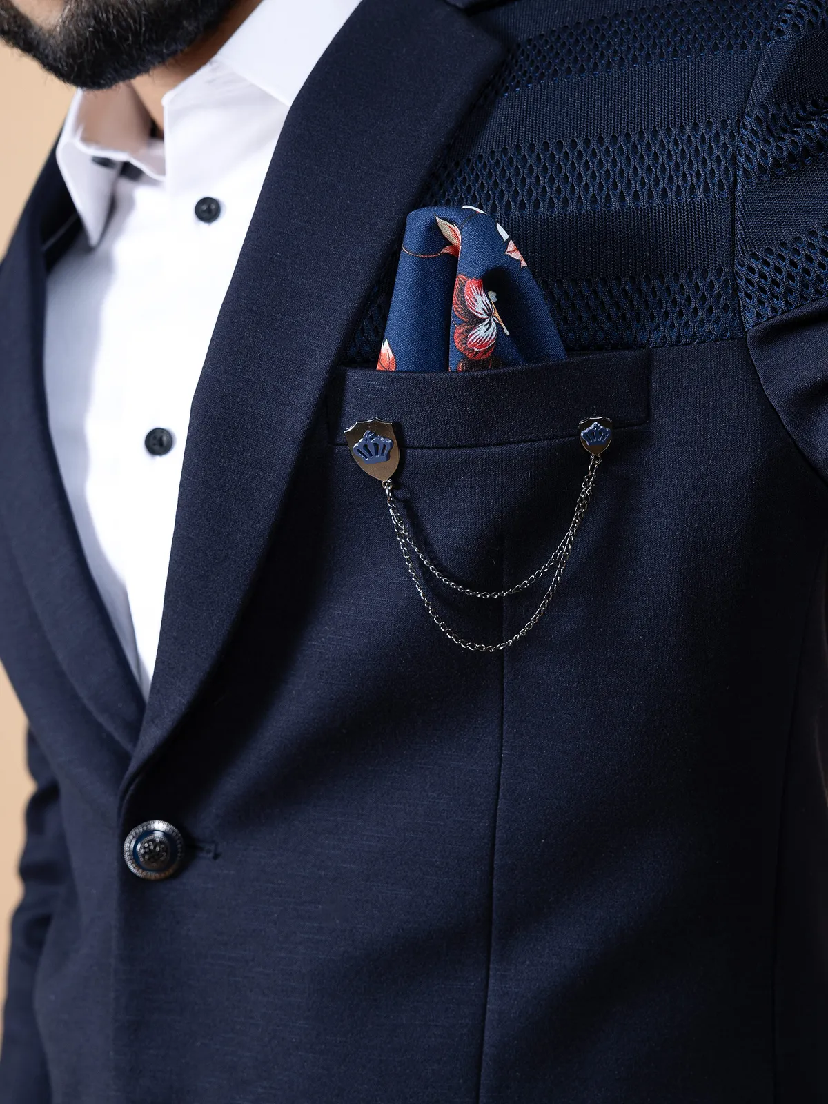 Stylish terry rayon navy blazer