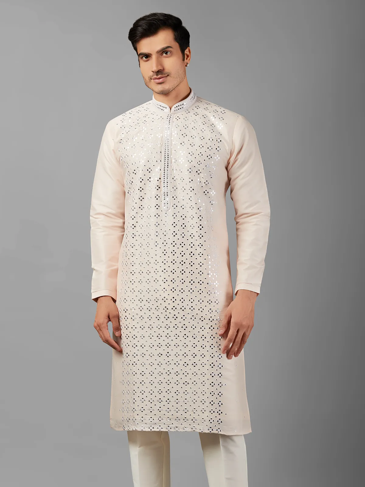 Stylish white silk  Men Kurta pajama