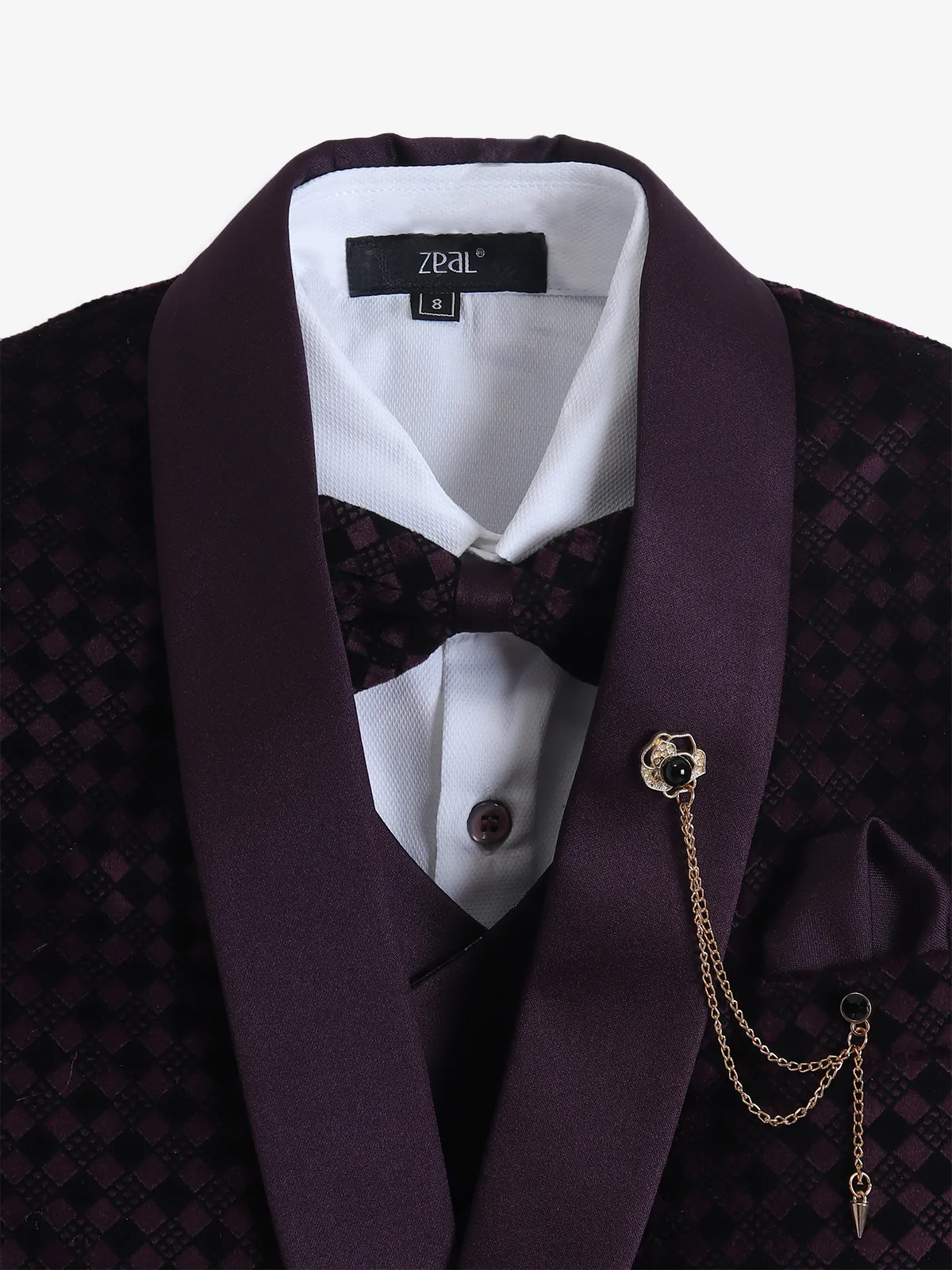 Stylish wine velvet coat suit