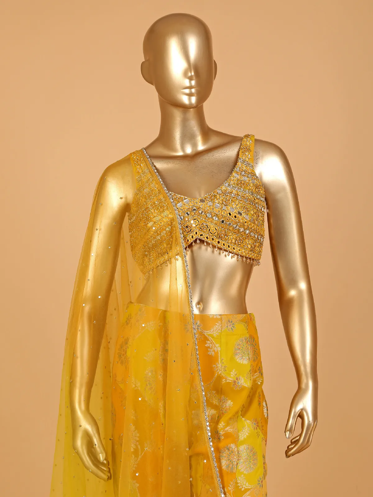 Stylish yellow palazzo suit with dupatta